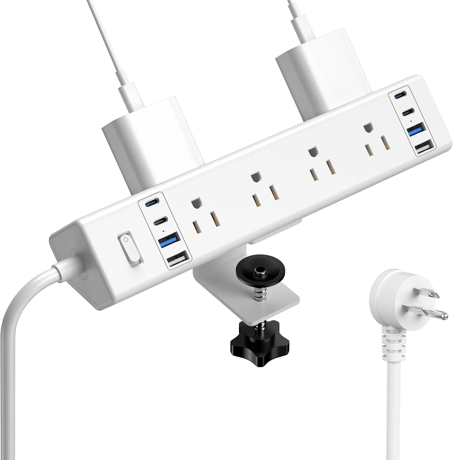 Jgstkcity Desk Clamp Power Strip 40W USB C,8 Outlets,8 USB,6FT,White