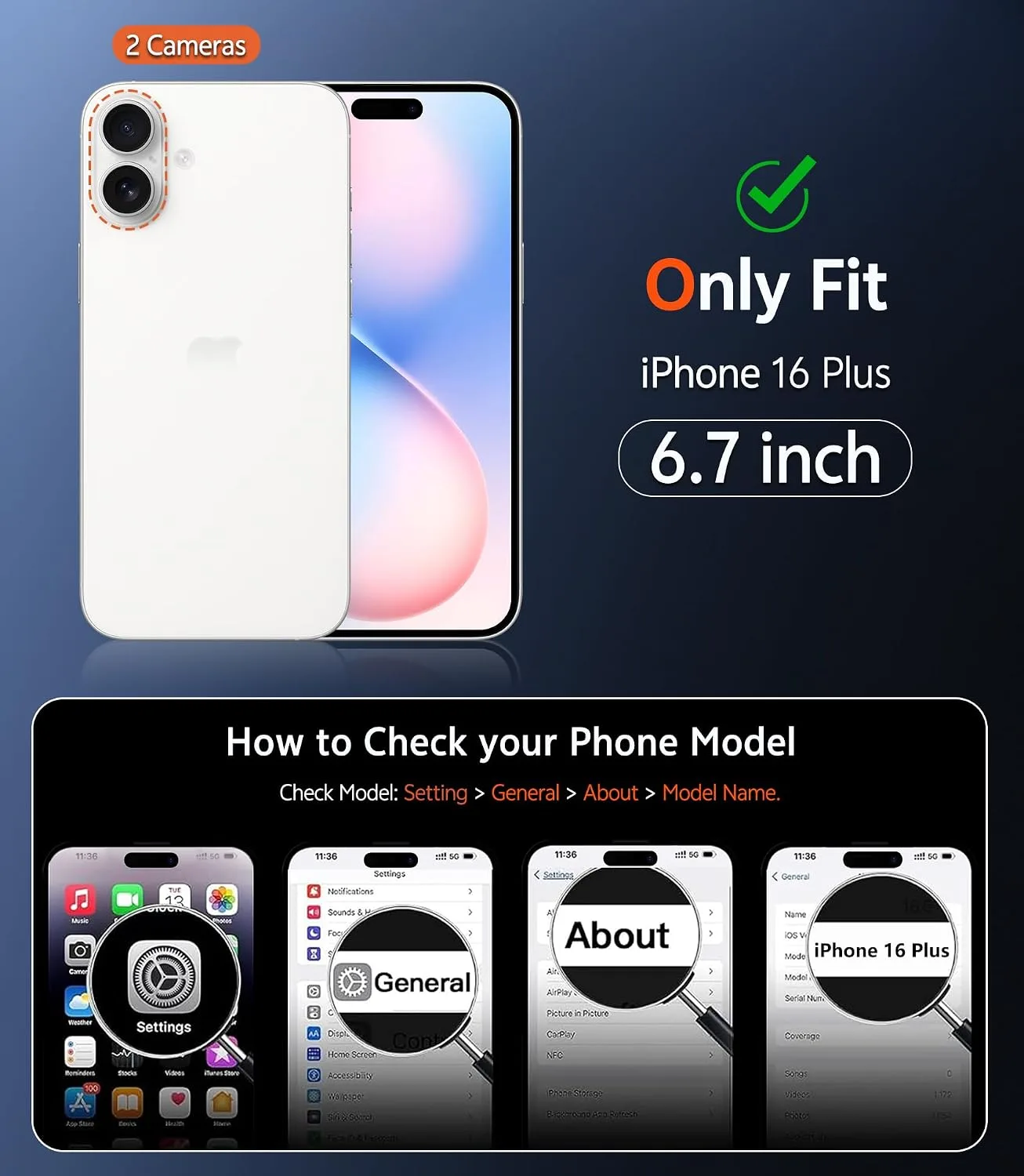 FNTCASE for iPhone 16 Plus Case Compatible with Magsafe Clear Phonecase