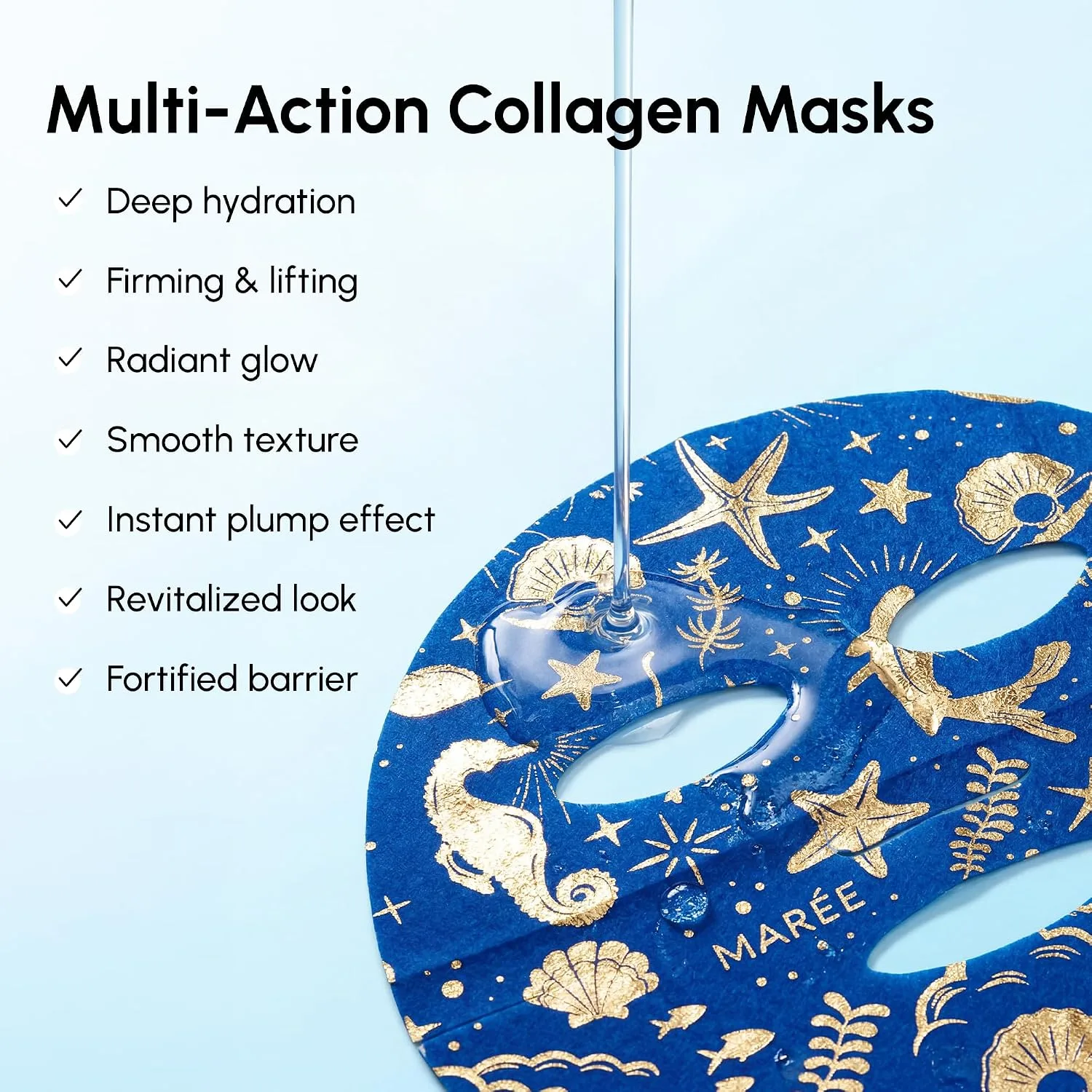 MAREE Collagen Face Masks Skincare Facial Mask with Centella Asiatica 6 Ct