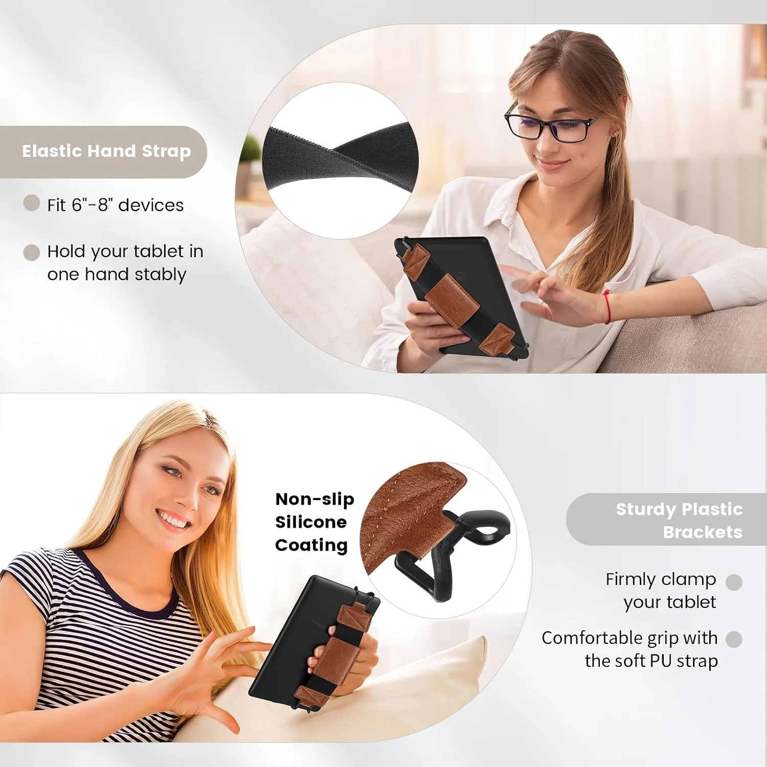 MoKo Soft Hand Strap for 6-8" eReaders Tablet, YT-Brown