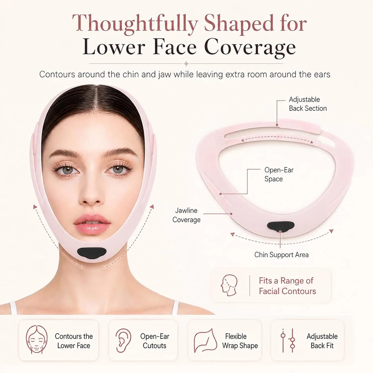 Silicone V-Line Neck Lifting Mask Jaw Support Sleeping Face Tape for Women Breathable Elastic Chin Contour Band Lightweight Soft Stretch Overnight Ergonomic Wearable Contouring Accessory
