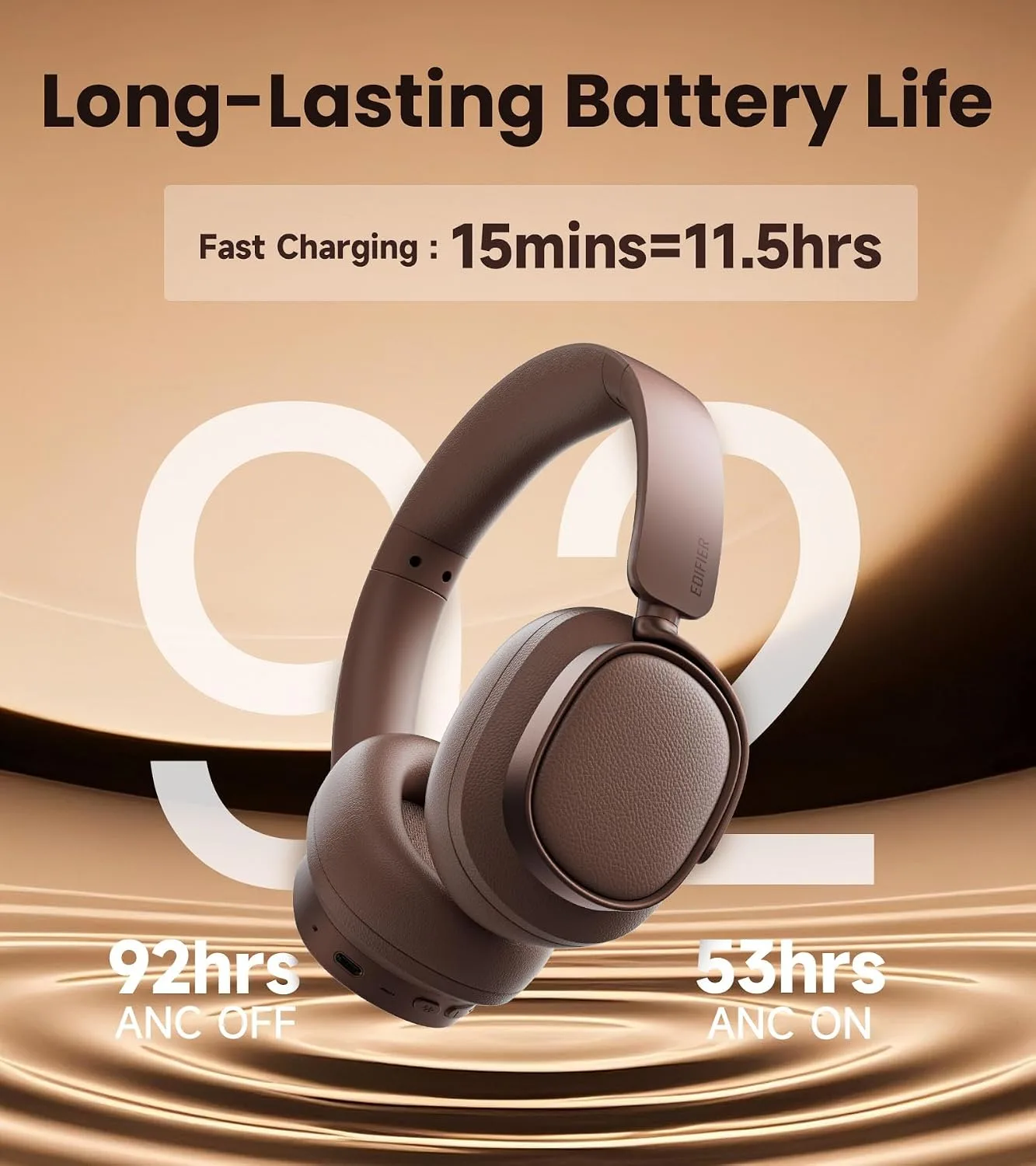 Edifier ES850NB Active Noise Cancelling Over-Ear Headphones, Brown