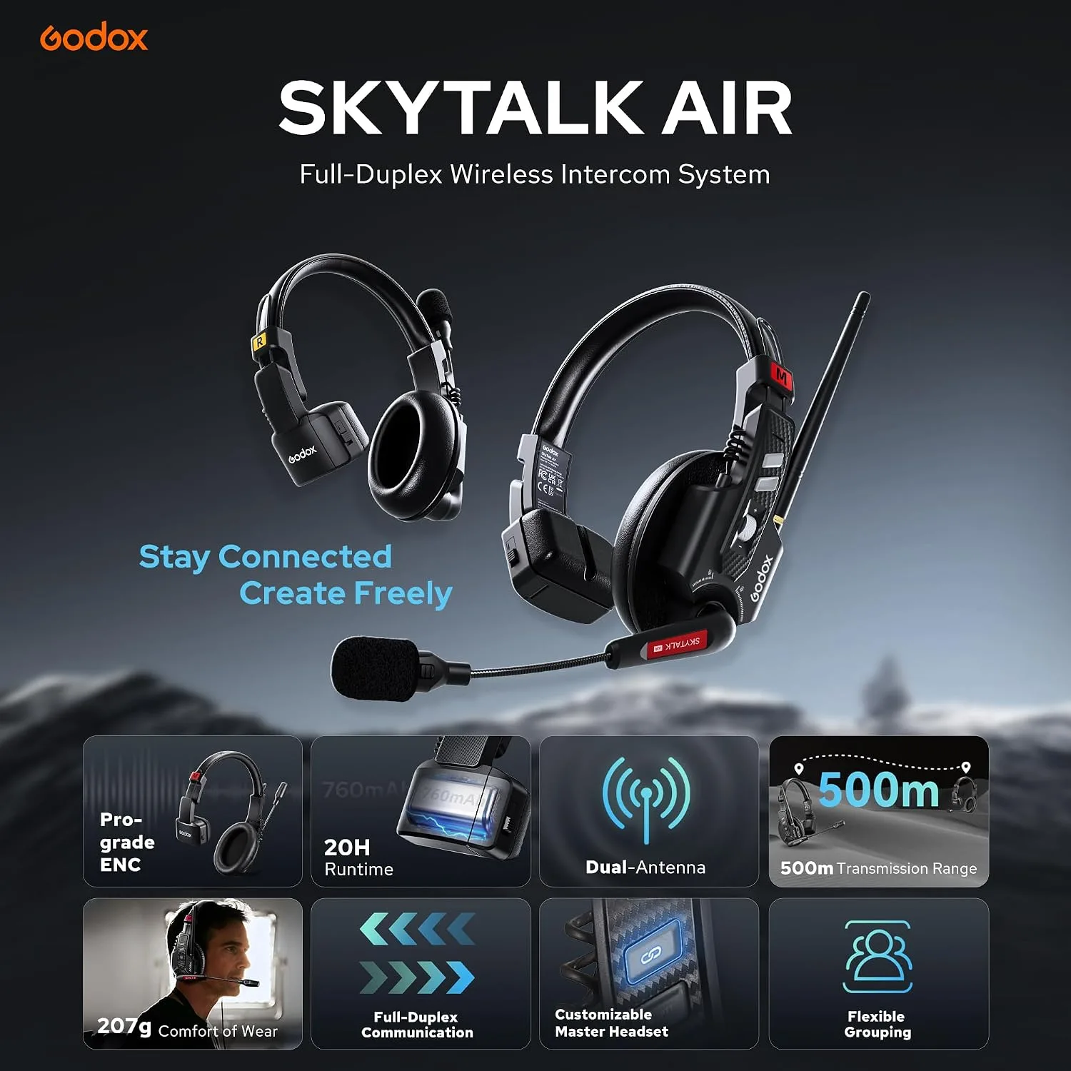 GODOX Skytalk Air 5S 2.4G Full-Duplex Wireless Intercom System(5 User)