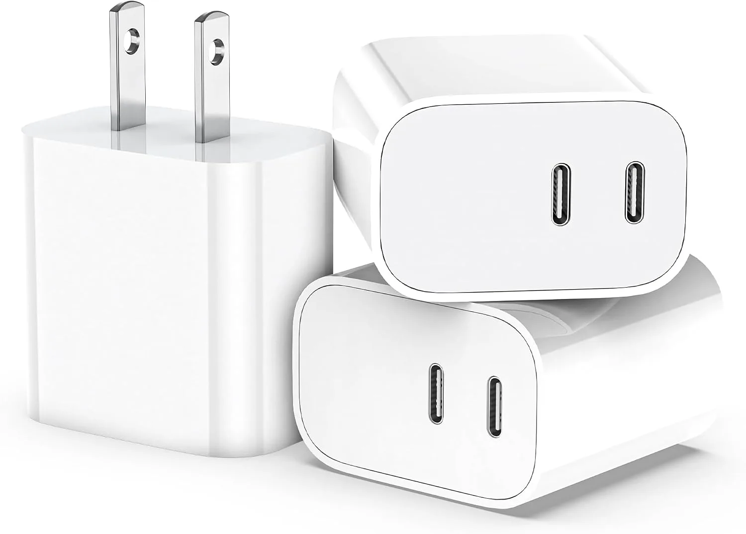 USB C Charger Block 3 Pack, Dual Port 20W Fast Wall Plug