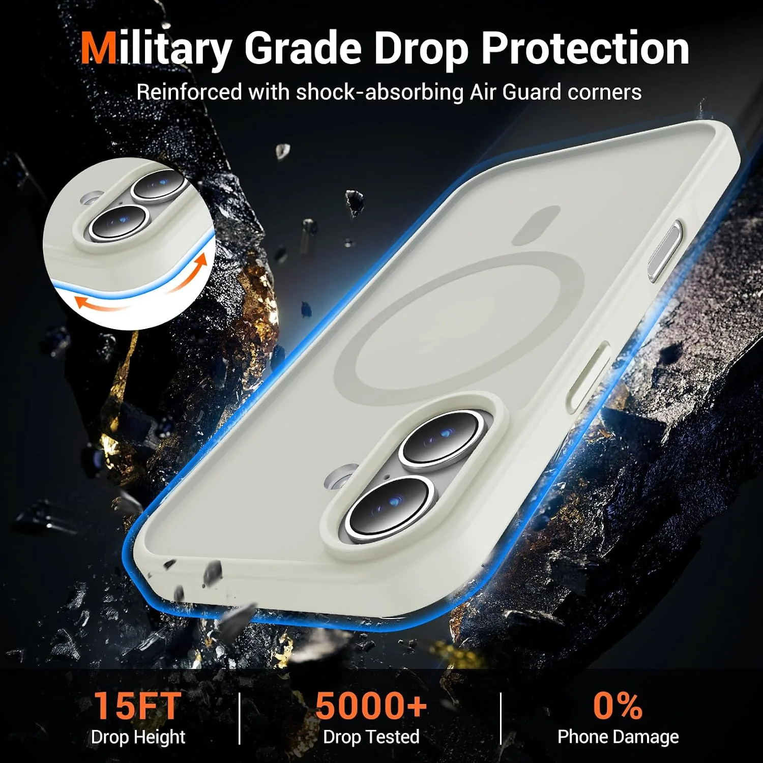 Temdan for iPhone 17 Case with Screen Protector Beige