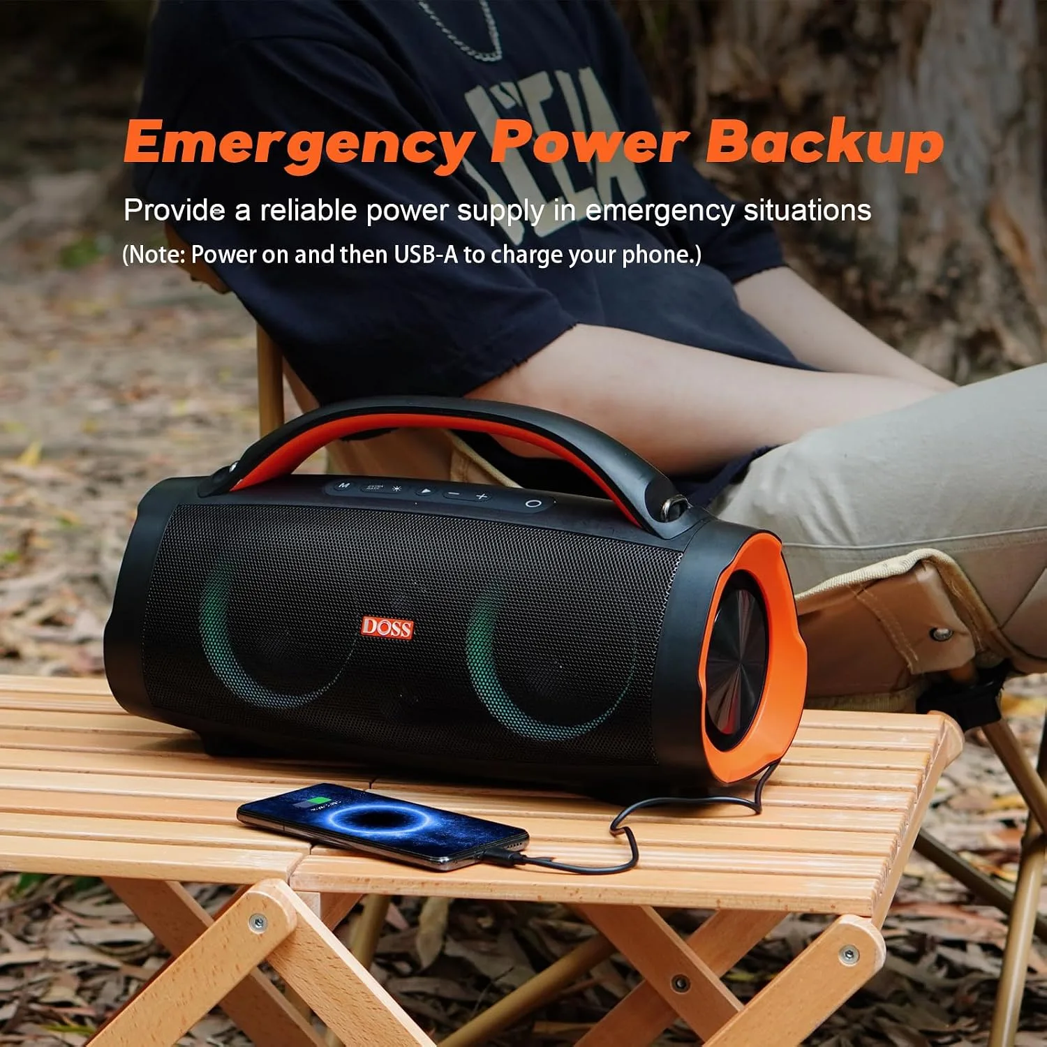 DOSS Extreme Boom Pro 100W Loud Outdoor Speaker, IPX6 Waterproof for Beach