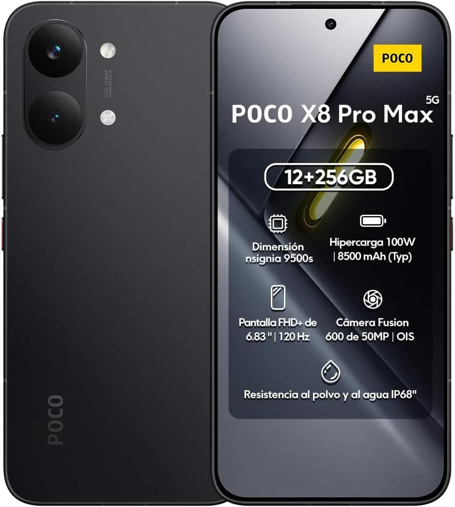 XIAOMI Poco X8 PRO MAX 5G Ai (Compatible with Tmobile Mint Tello & Global) (256GB + 12GB) 6.83" 50MP Gamers Phone NFC Dual sim Unlocked Model 2602BPC18G Liberado (Blue)