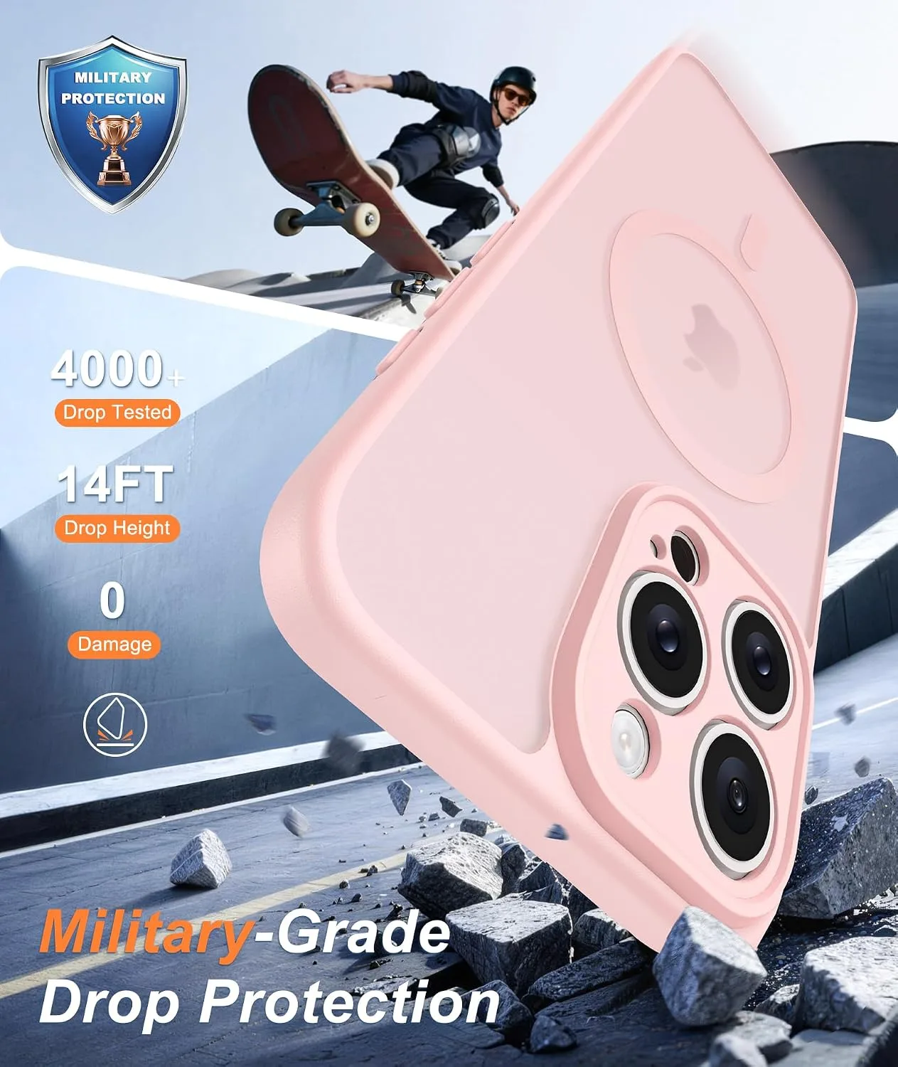 FNTCASE for iPhone 15-Pro Max Case Fit for MagSafe Light Pink