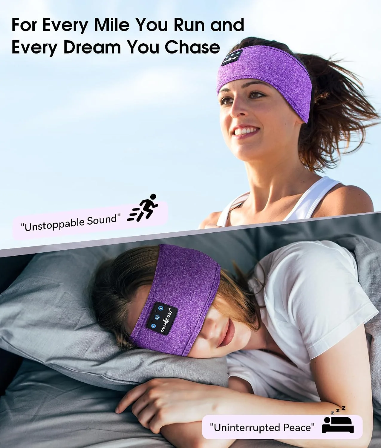 MUSICOZY Bluetooth 5.4 Sleep Headphones Headband Sports Wireless Audio