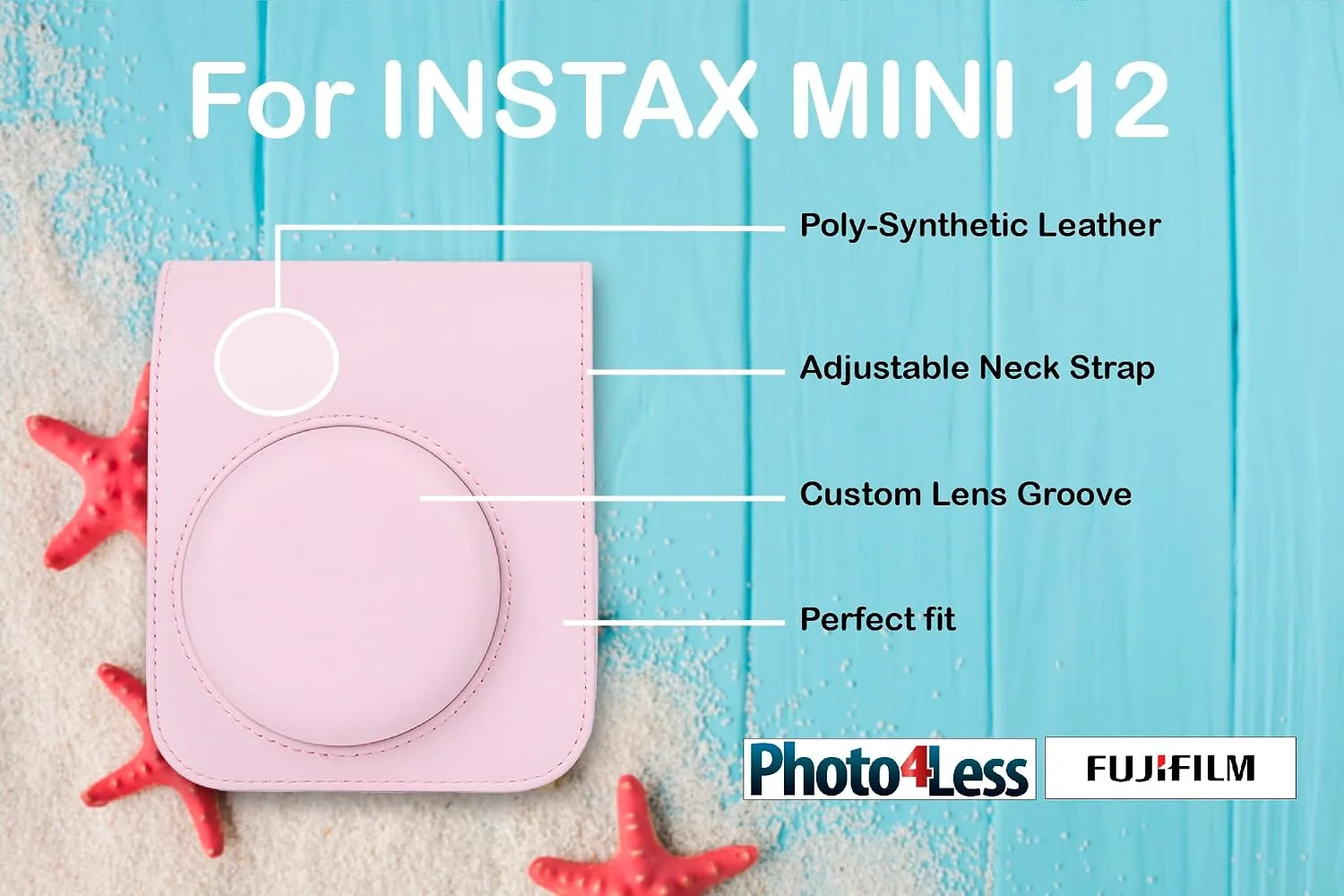 Fujifilm Instax Mini 12 Instant Film Camera Blossom Pink, Fujifilm Instax Mini Twin Pack Instant Film 20 Prints, Prtotective Case, Gift Bundle