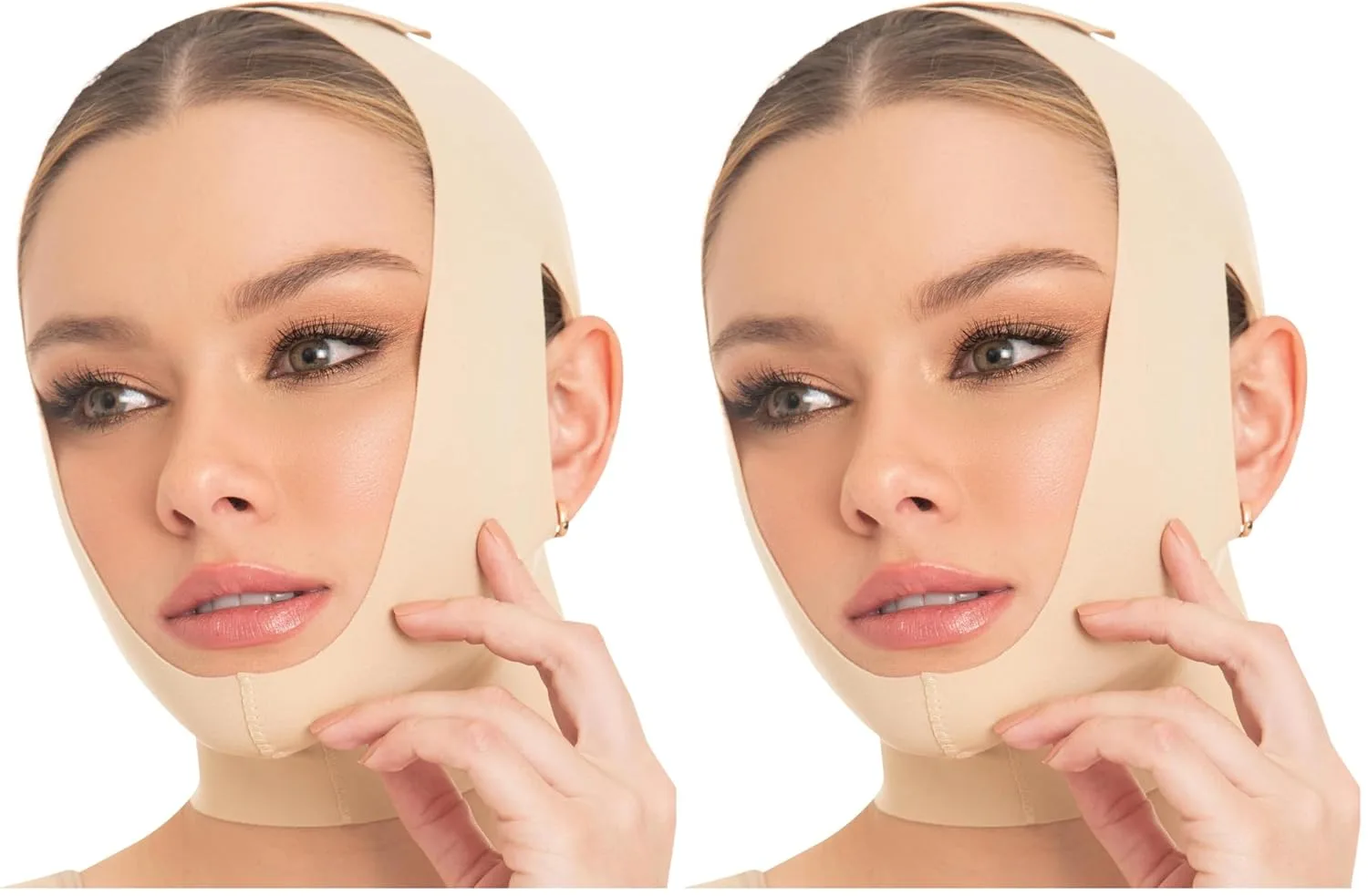 M&D Face Slimming Chin Strap Lipo Compression Garment Mentonera Postquirúrgica Facial Beige M