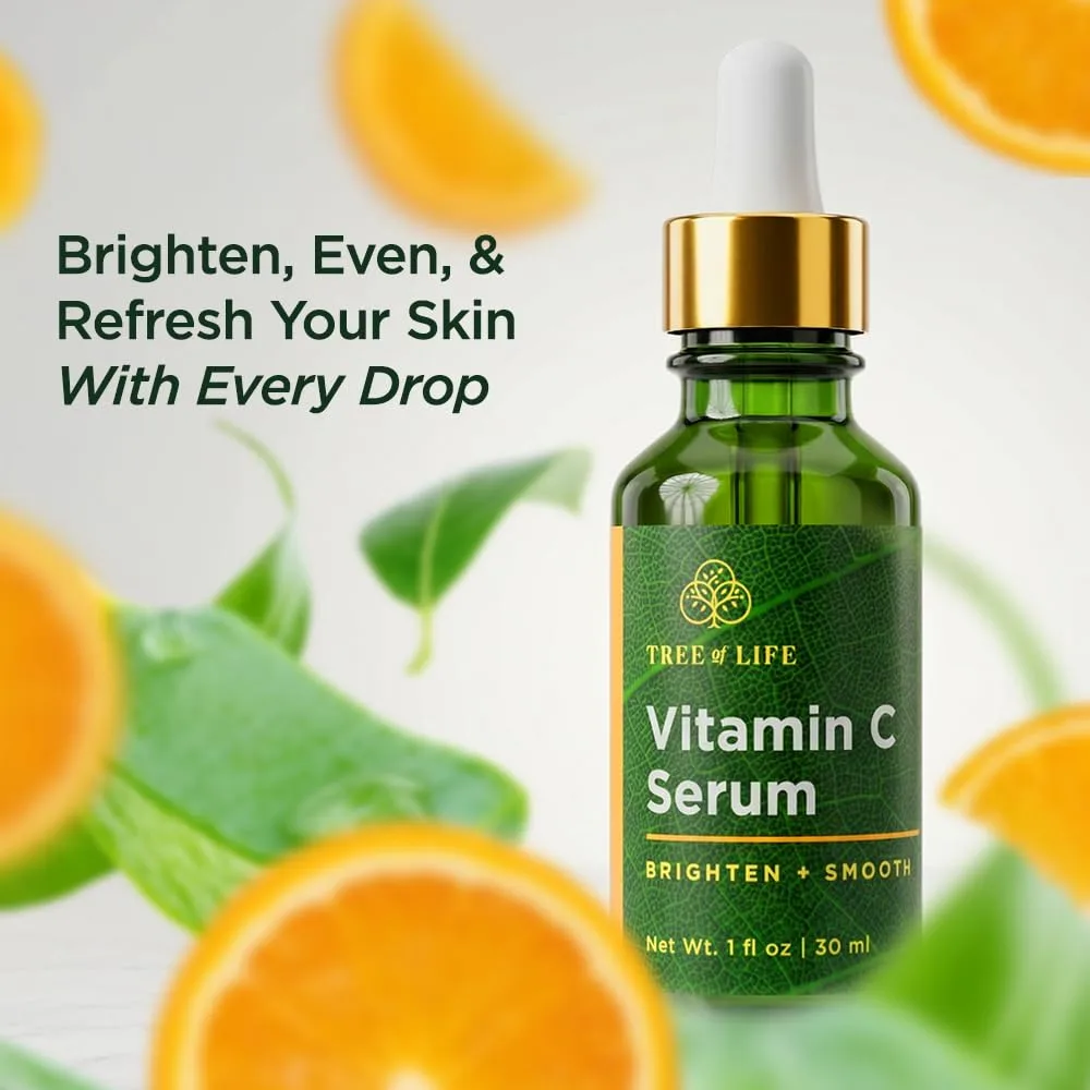 Tree of Life Vitamin C Serum for Face, Dark Spots Remover Face Oil, 1 Fl Oz