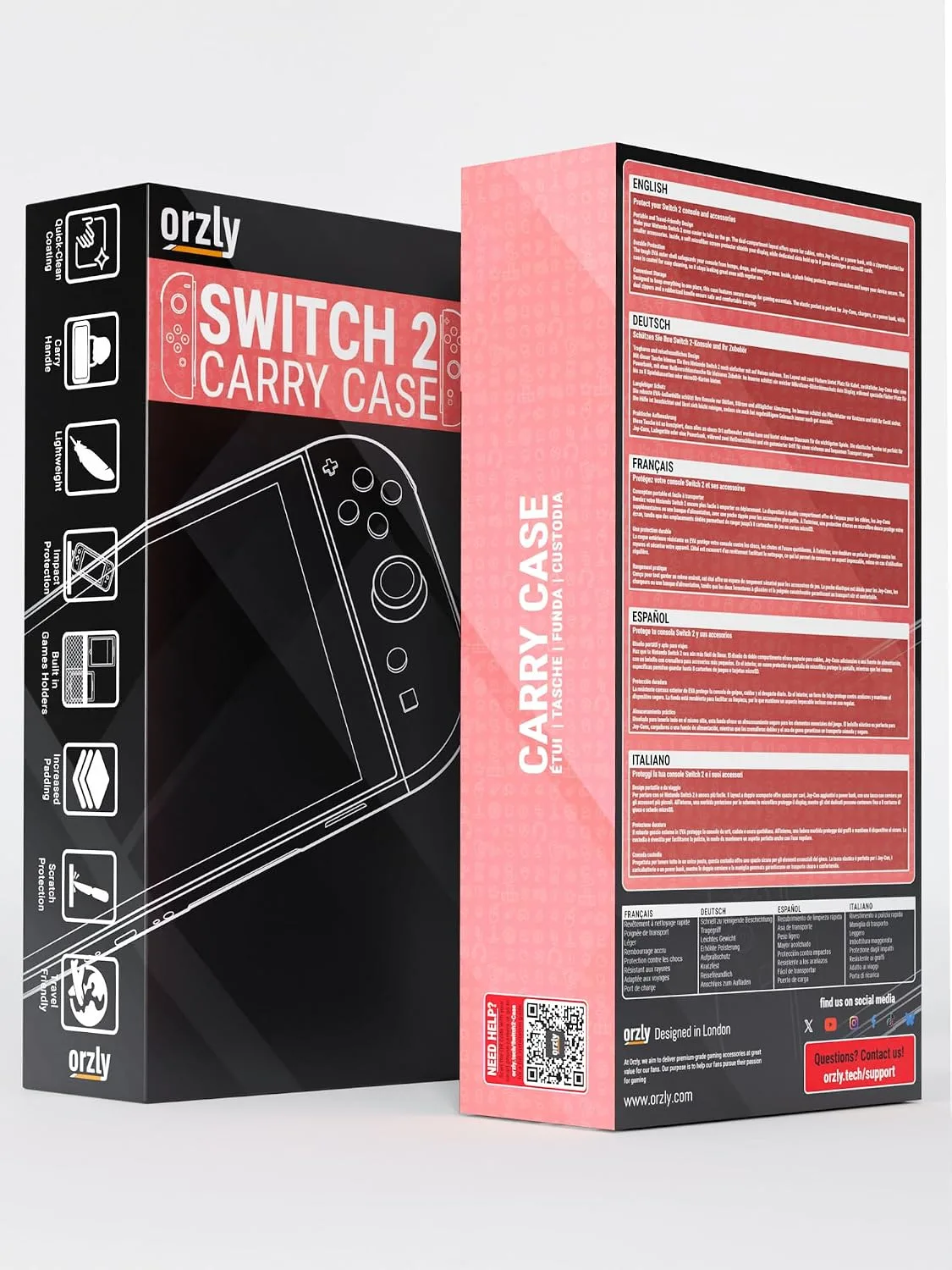 Orzly Case Compatible with Nintendo Switch 2 – Protective Travel Carry Case with Screen Padding, Game Card & microSD Slots, Zipped & Open Pockets for Accessories – 7.9" Gift Boxed
