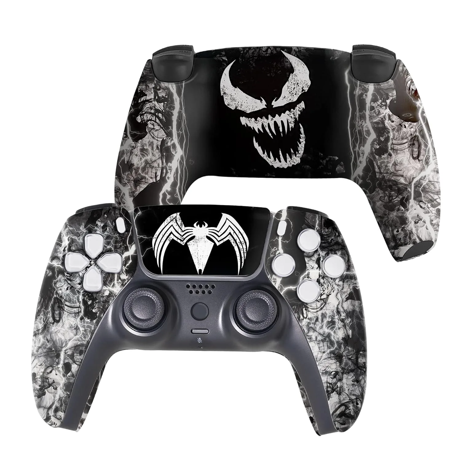 Vennom Custom PS-5 Controller Wireless compatible with Play-Station 5 Console by BCB Controllers | Proudly Customized in USA with Permanent HYDRO-DIP Printing (NOT JUST A SKIN)