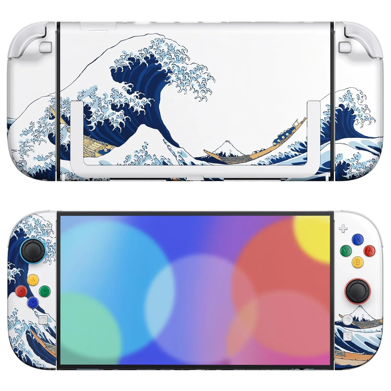 eXtremeRate DIY Replacement Shell Buttons for Nintendo Switch 2, Custom Full Set Back Plate Controller Housing with Buttons for Switch 2 Handheld Console & Joycon 2 - Deluxe Version - The Great Wave