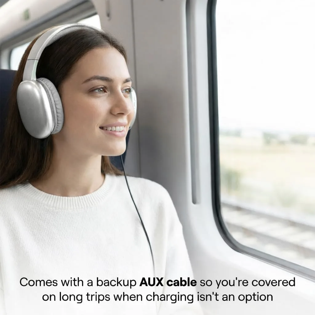 iJoy Ultra Wireless Over-Ear Bluetooth Headphones with Mic, 10H Playtime Bluetooth Headset with Backup Wire & SD Slot, Wireless Headphones for Work, School & Gym (Silver)