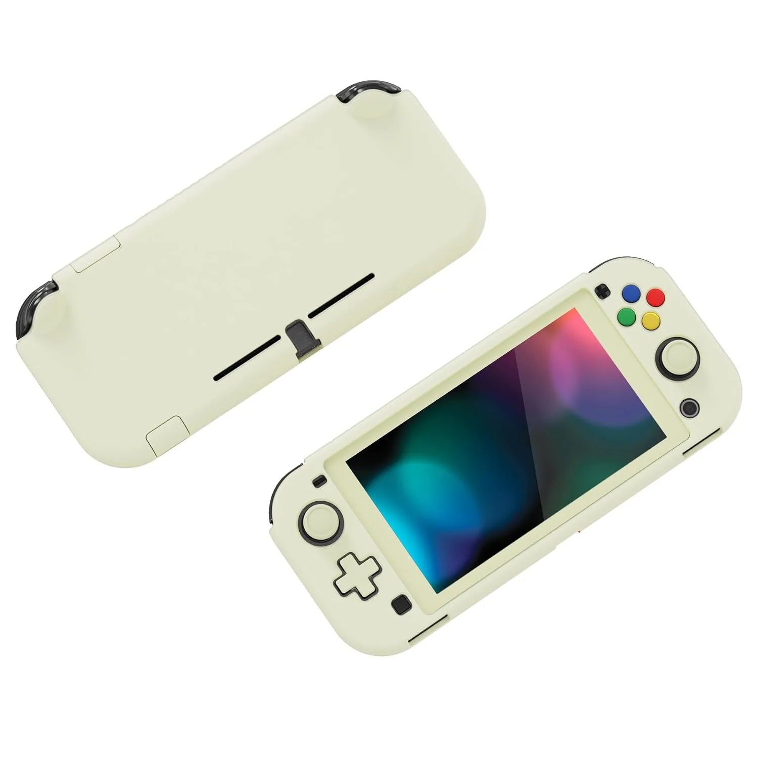 eXtremeRate PlayVital Protective Grip Case for Nintendo Switch Lite, Hard Cover Protector for Nintendo Switch Lite - Screen Protector & Thumb Grips & Buttons Caps Stickers Included - Antique Yellow