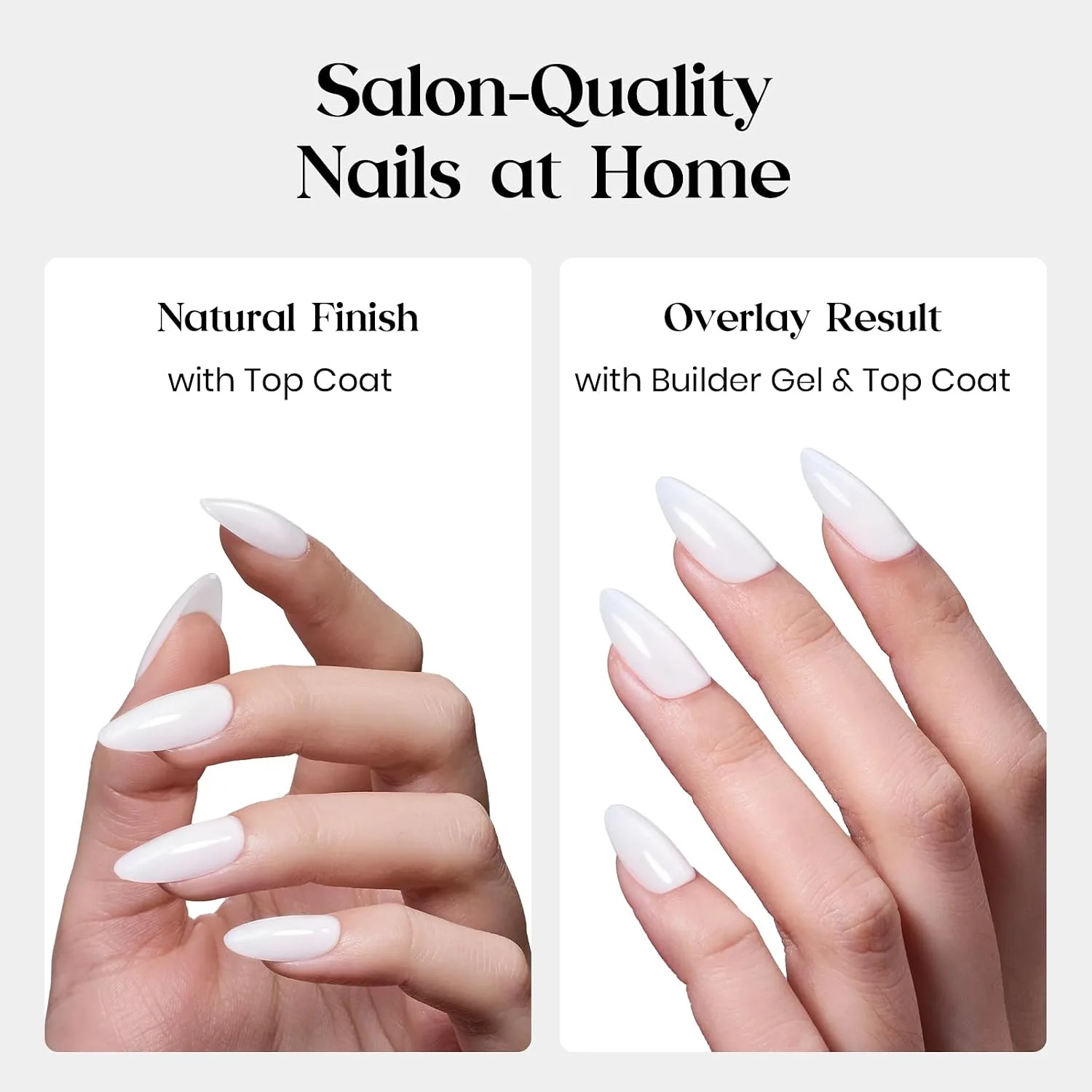 Beetles Milky White Press On Nails, 160pcs Soft Gel Medium Almond Tips