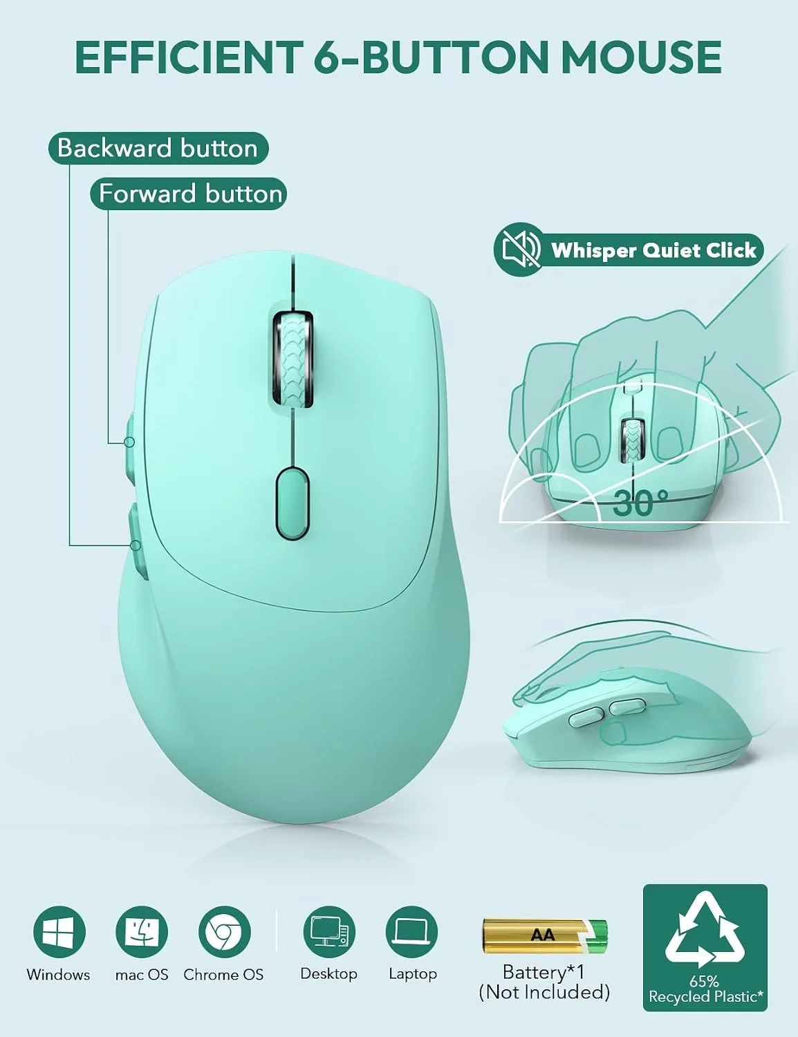 SABLUTE Wireless Keyboard and Mouse Combo, 2.4GHz, Ergonomic Wrist Rest