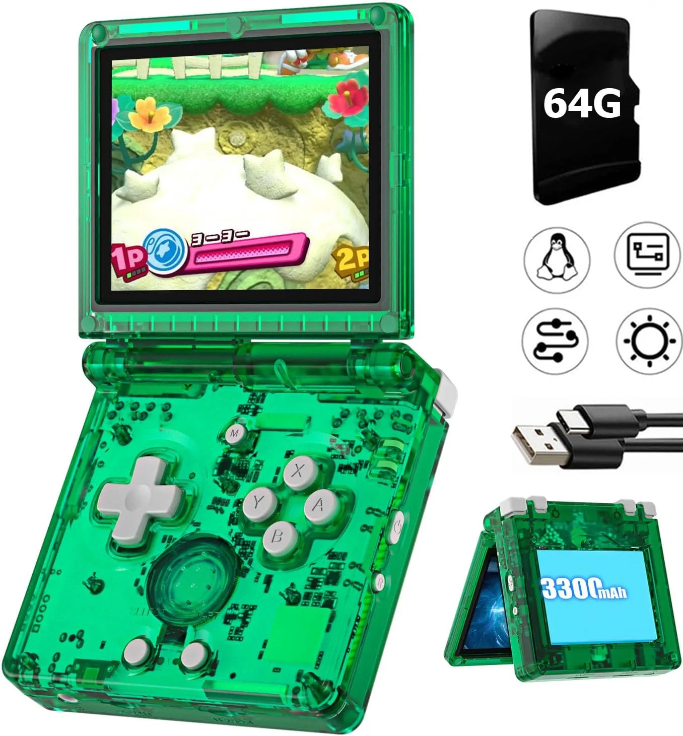 RG35XXSP Flip Portable Retro Handheld Game Console,RG 35XXSP 3.5 Inch IPS Screen Linux System with 64G TF Card Pre-Installed 5532 Games,Clamshell Games Supports 5G WiFi Bluetooth HDMI xxsp