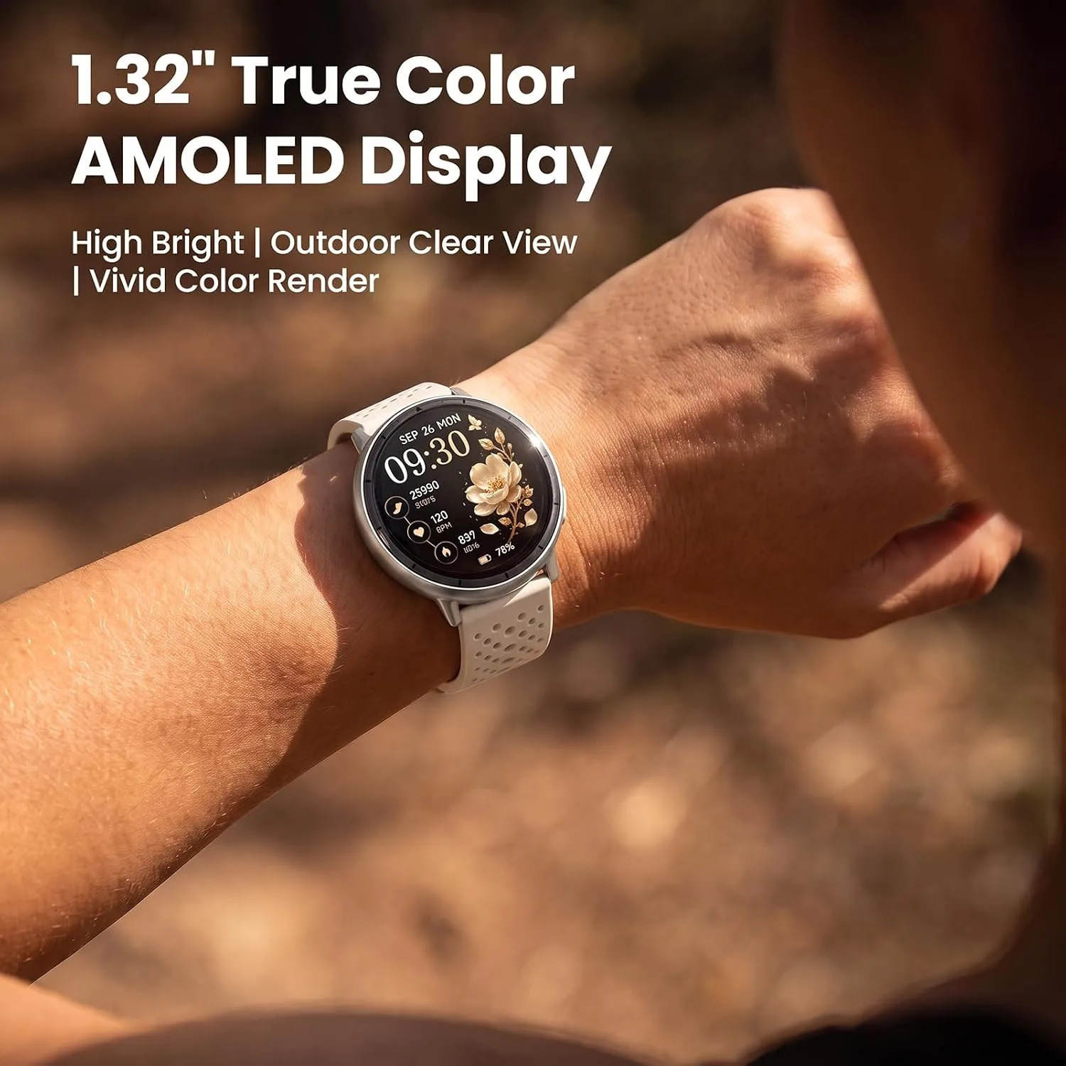 Smart Watch for Men Women,GPS Built-in,1.3" Ultra-bright AMOLED Display,SOS