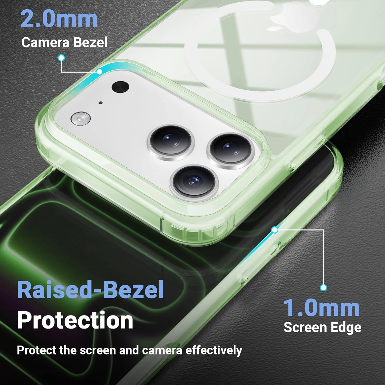Temdan for iPhone 18 Pro Max Case/iPhone 17 Pro Max Case, Clear Green