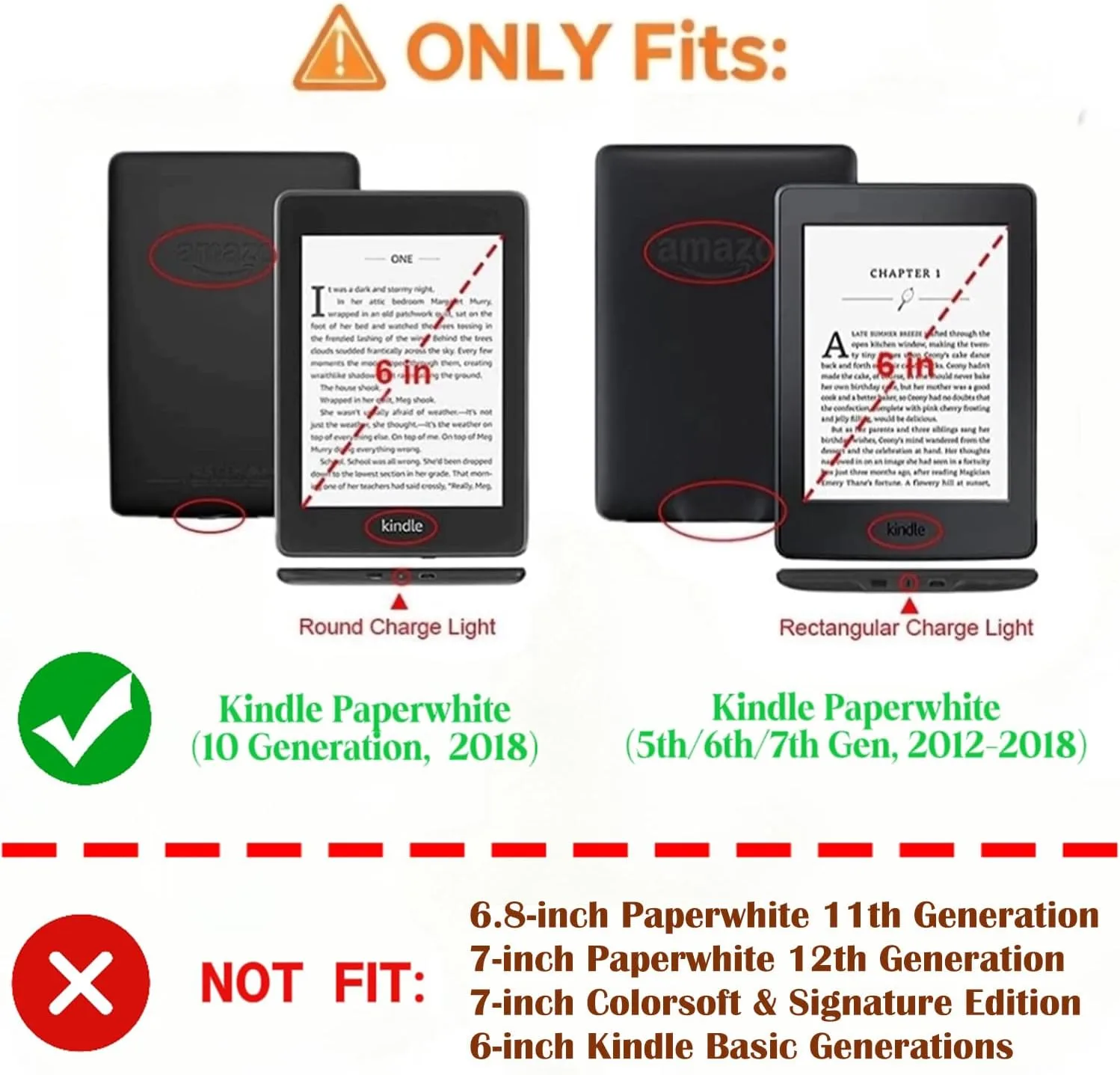 Case for 6" Kindle Paperwhite (10th/7th/6th/5th Generation), Black Peony