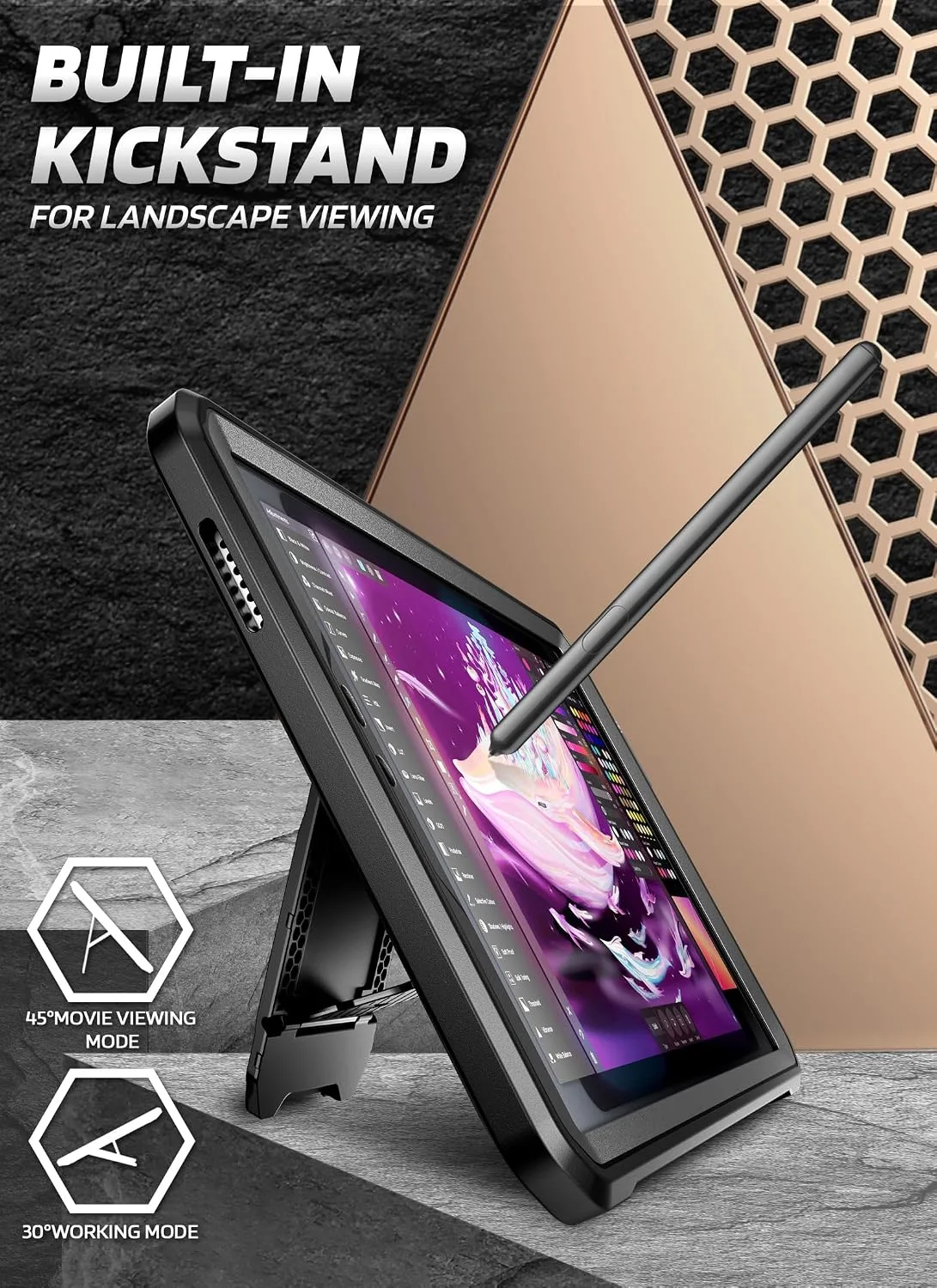 SUPCASE for Samsung Galaxy Tab A11 Case 8.7" with Screen Protector, Black