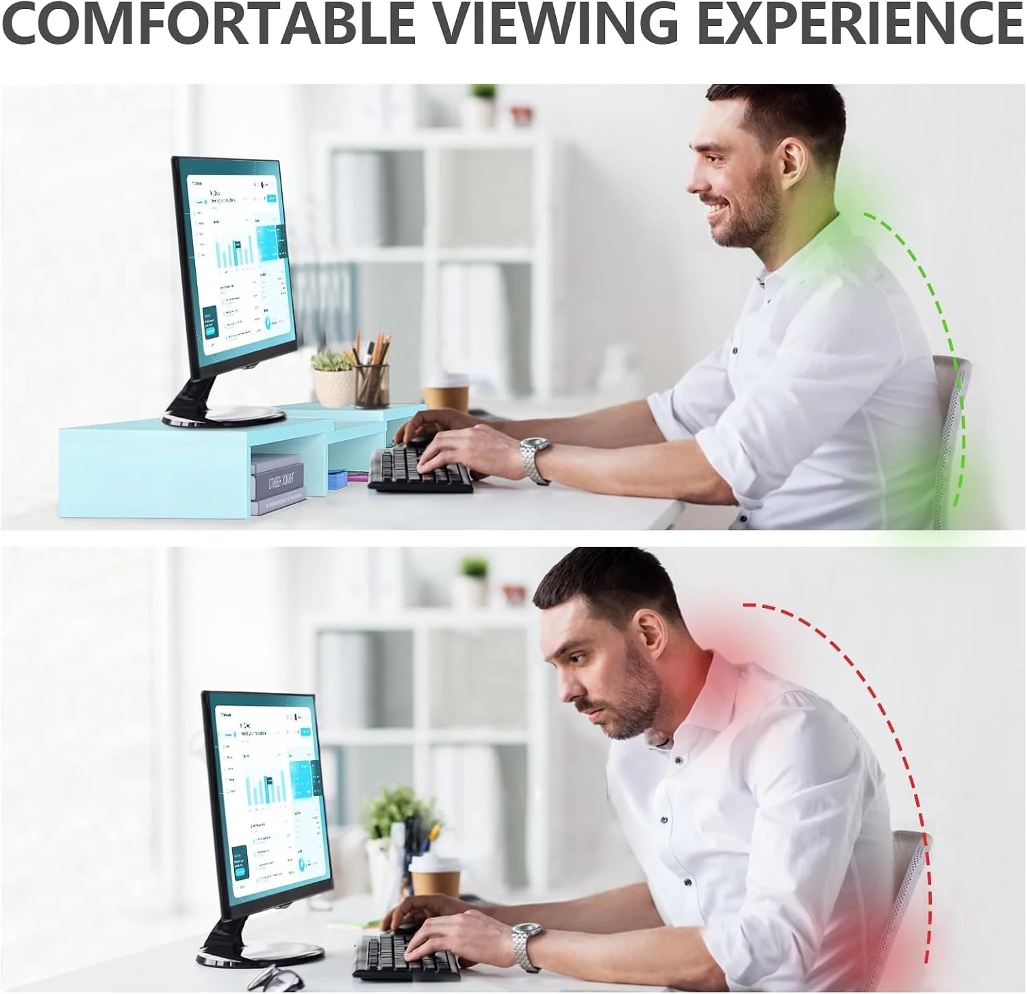 TAVR Dual Monitor Stand Riser, Wooden Computer Monitor Stand for 2 Monitors