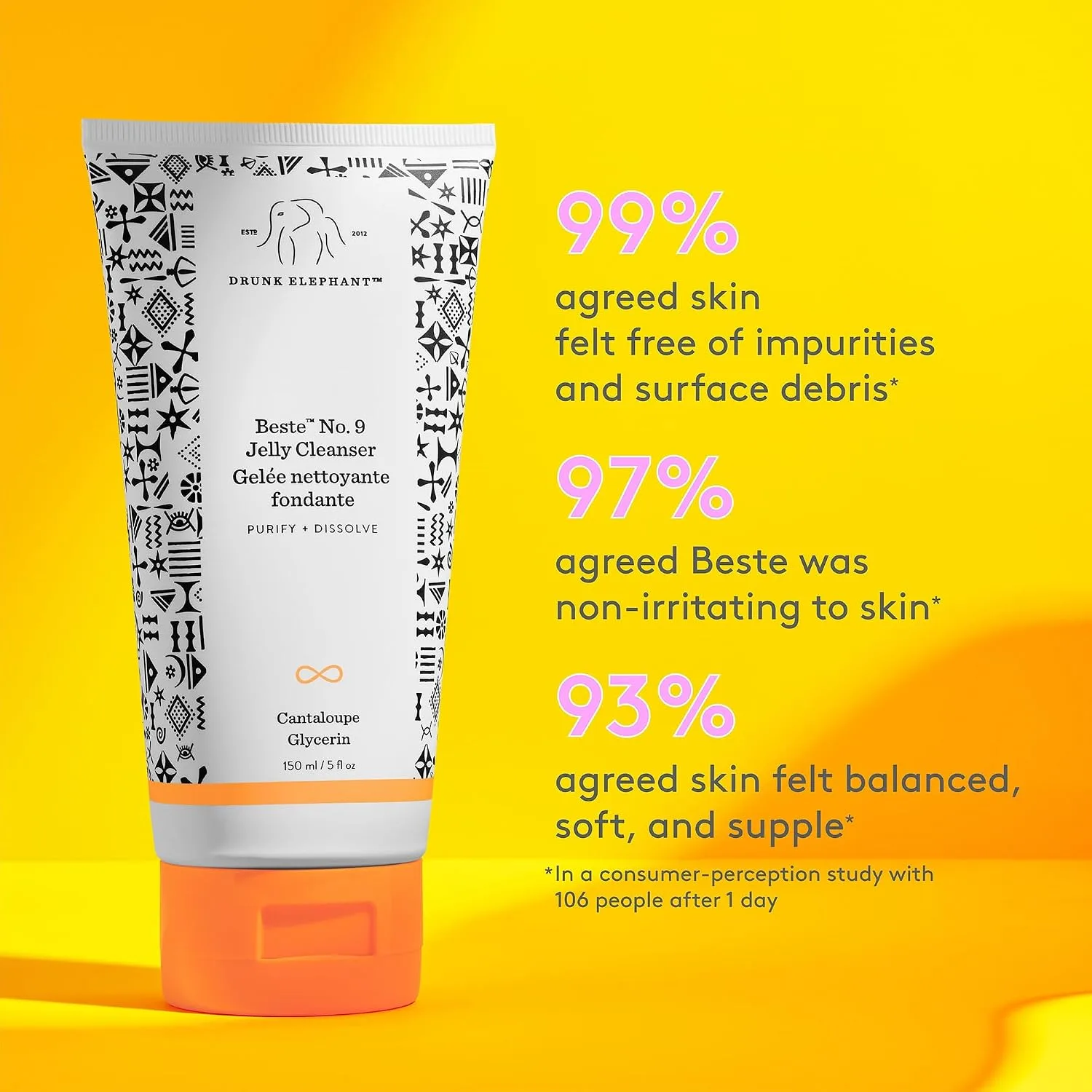 Drunk Elephant Beste No. 9 Jelly Cleanser - Travel-Size Gel Face Wash - Clean Clinical Skincare - Cruelty-Free - Dermatologist-Tested - Free of Essential Oils, Silicones, and Fragrance