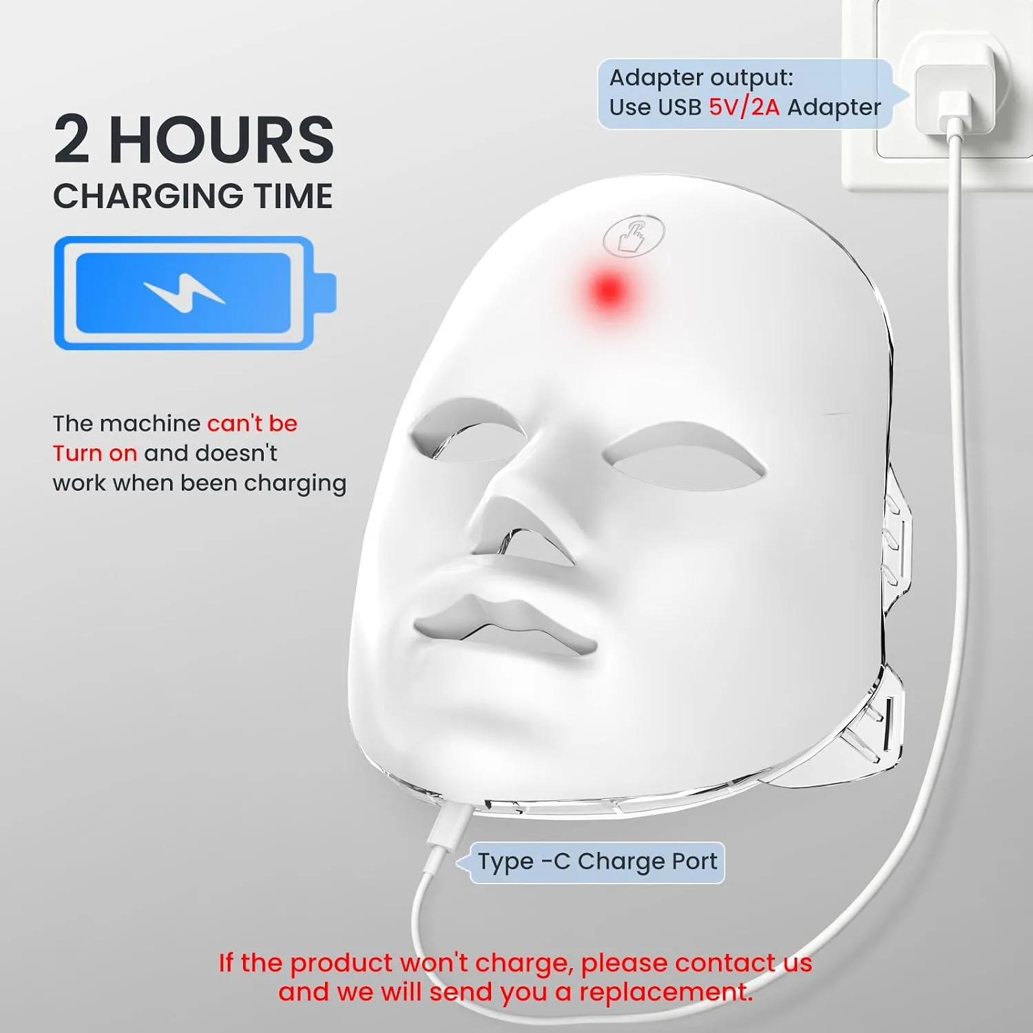 SUERBEATY Red Light Mask For Face, 7-1 Colors Red Light Face Mask, Facial Skincare At Home, Cordless, Portable and Rechargeable