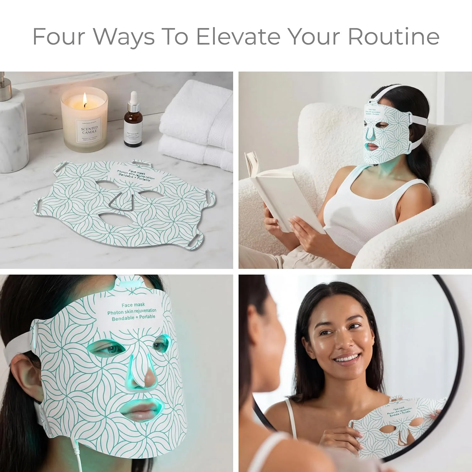 FDA Cleared LED Light Therapy Mask for Face - Infrared Red Light Therapy for Skin - Red Light Therapy for Face - 460nm Blue, 590nm Yellow, 630nm Red, 850nm NIR, 40mw/cm Irradiance