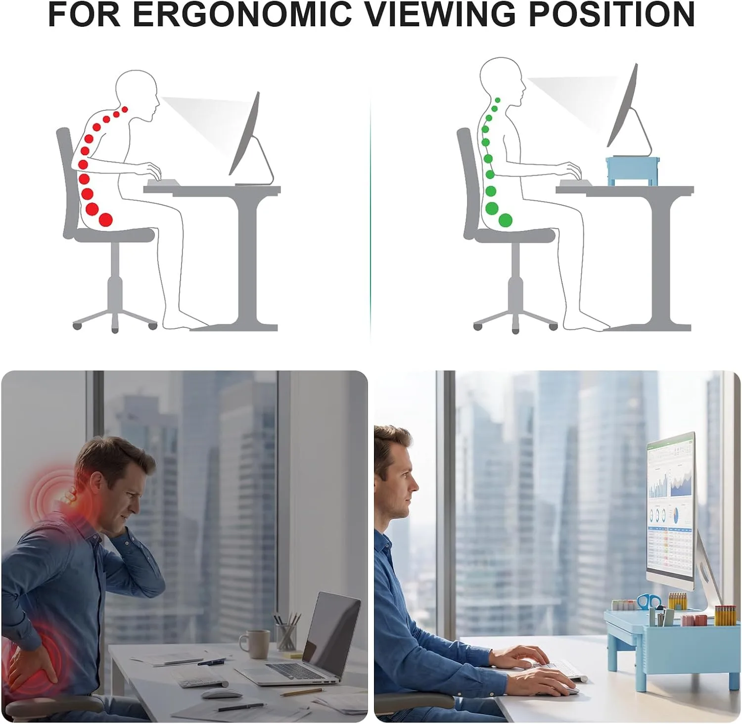 WALI Computer Monitor Stand with Storage and Pen Holder