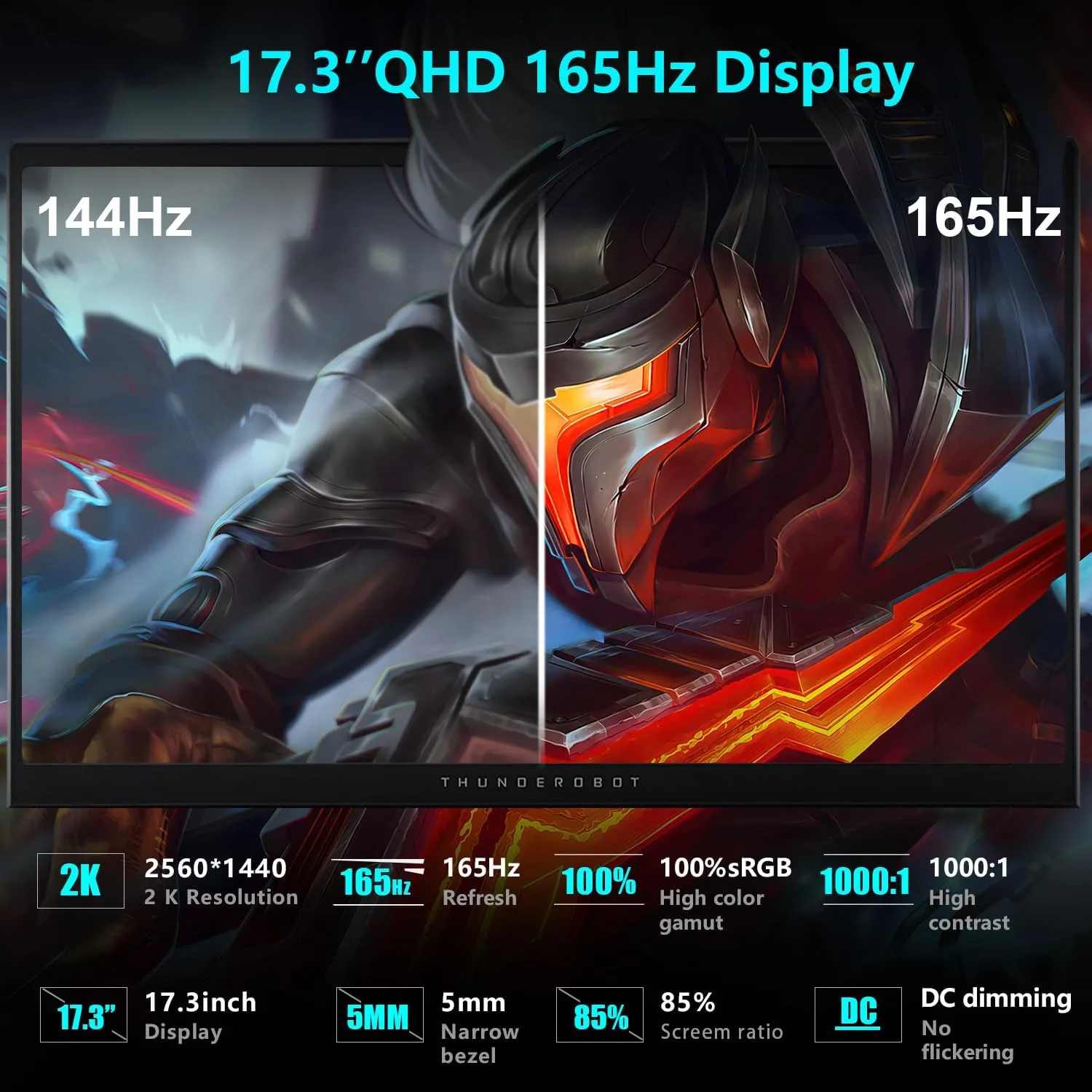 Thunderobot Storm 17 5060 Gaming Laptop, 17.3" QHD 165Hz 2K Display, Core i7-13620H, GeForce RTX 5060, 32GB DDR5 RAM, 1TB SSD, RGB Backlit Keyboard, Wi-Fi 6, Win11 Home