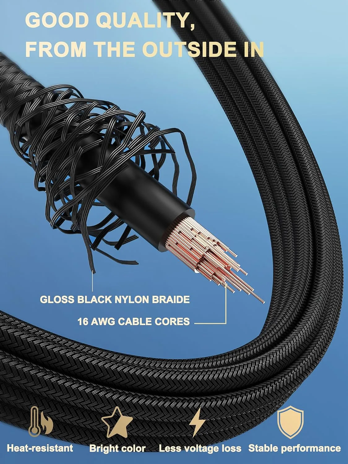 Sirlyr Transparent Connector 16AWG PSU Extension Cables Kit,Black