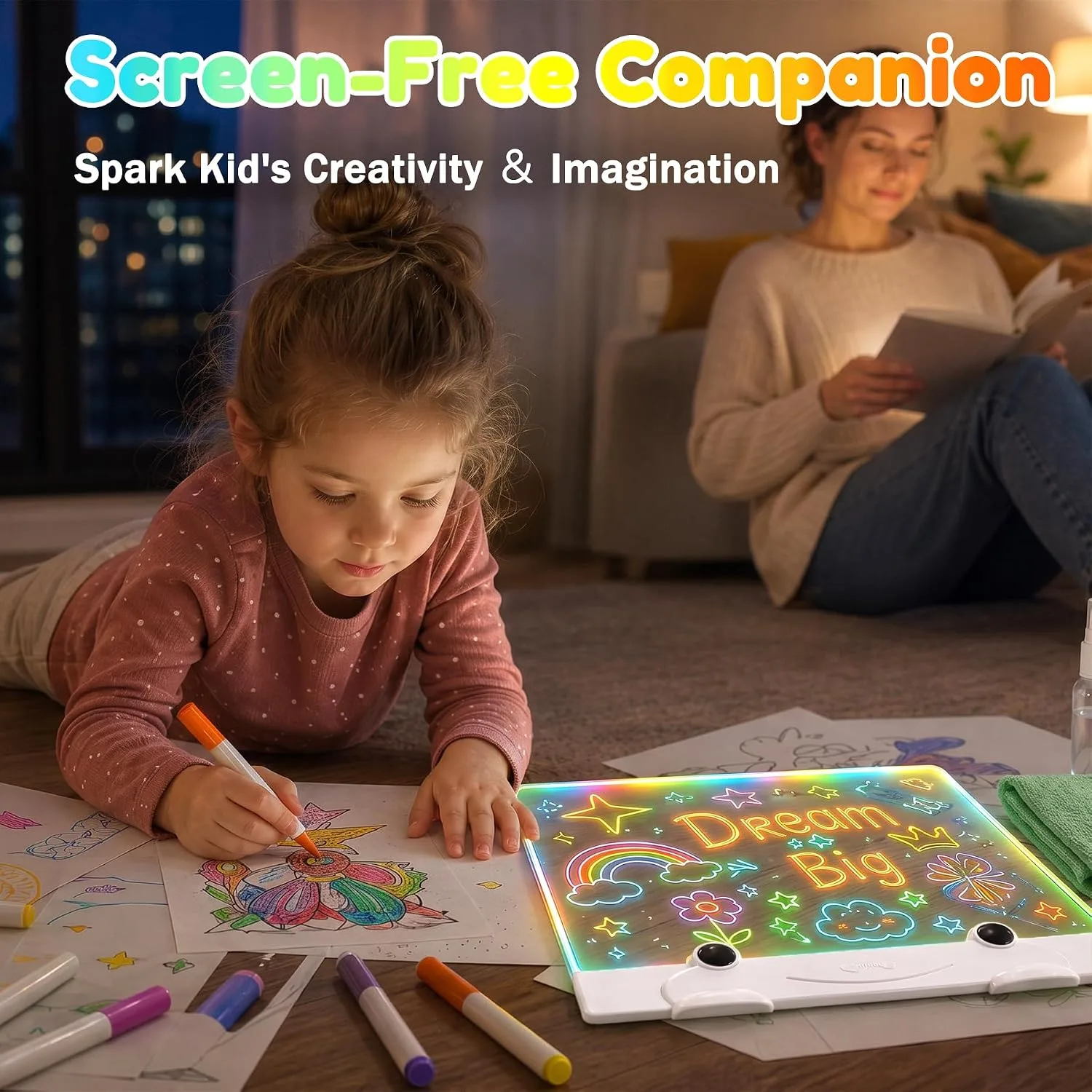 Laimiod Frog LED Drawing Board, 16 Inches, Kids Toys, Girls Boys Kids Gift