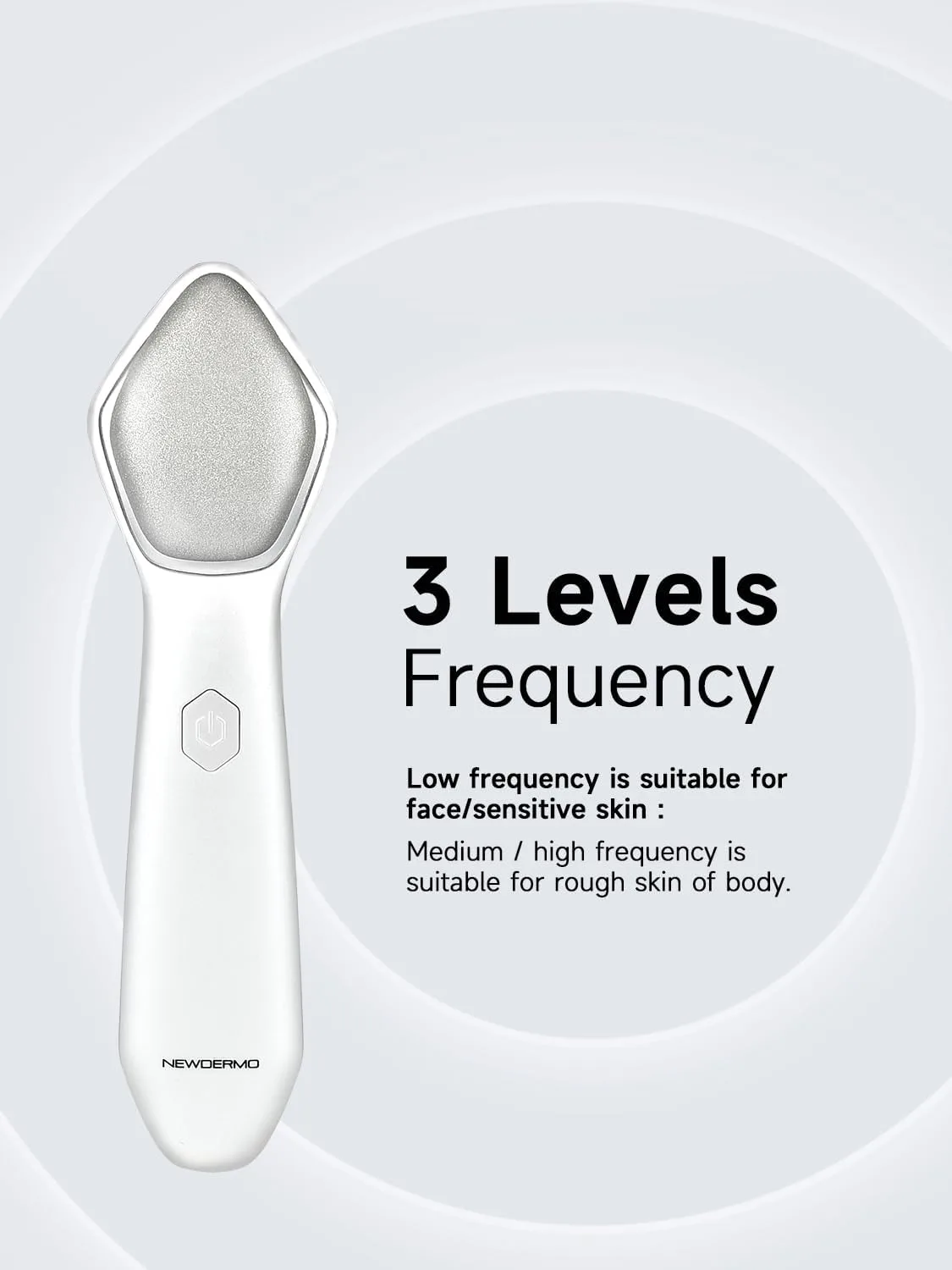 NEWDERMO Microdermabrasion Machine Pro, Large Diamond Electric Microdermabrasion Wand Tool With 3 Levels Frequency for Face Body Exfoliate Skin Care(White)