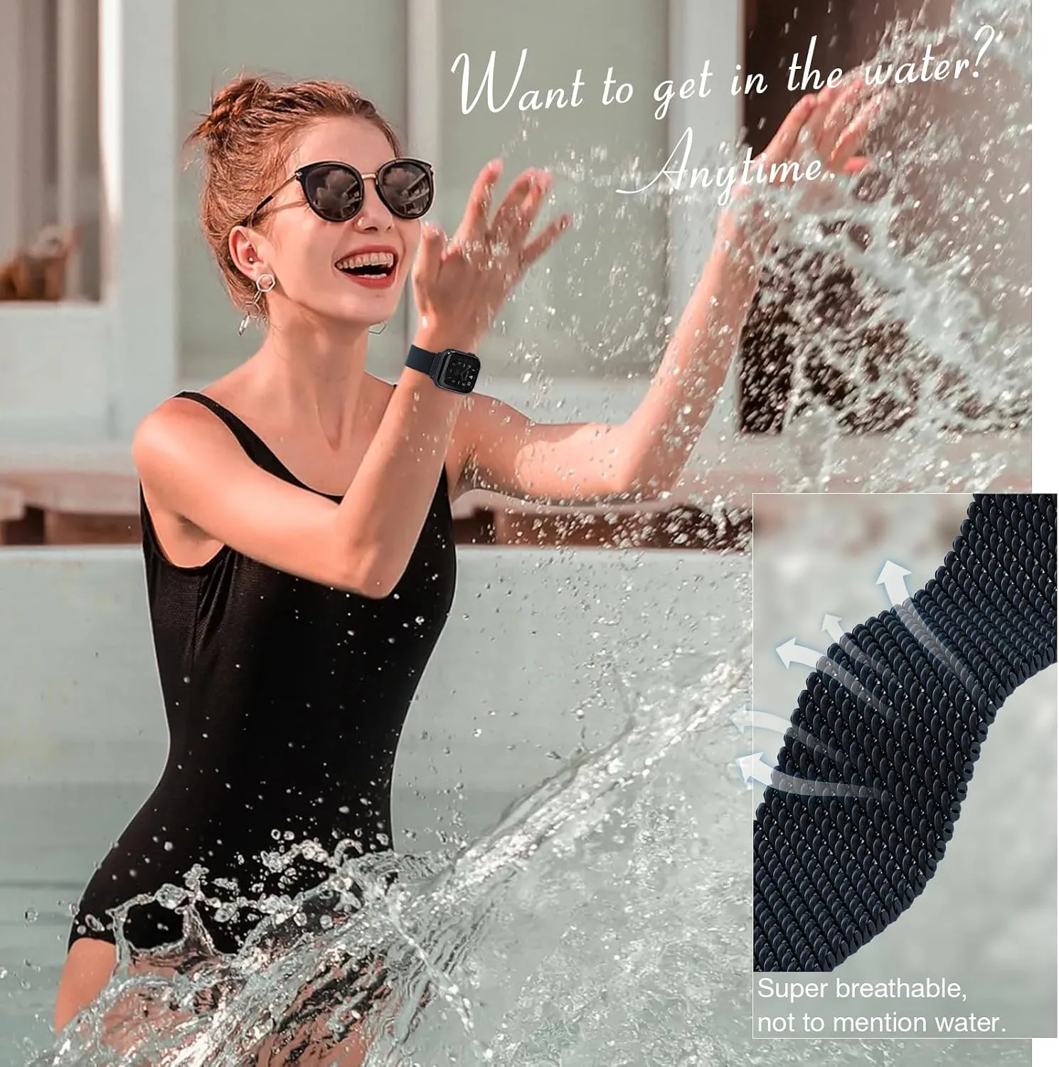 3 Pack Mesh Loop Compatible with Apple Watch Bands for Women Men