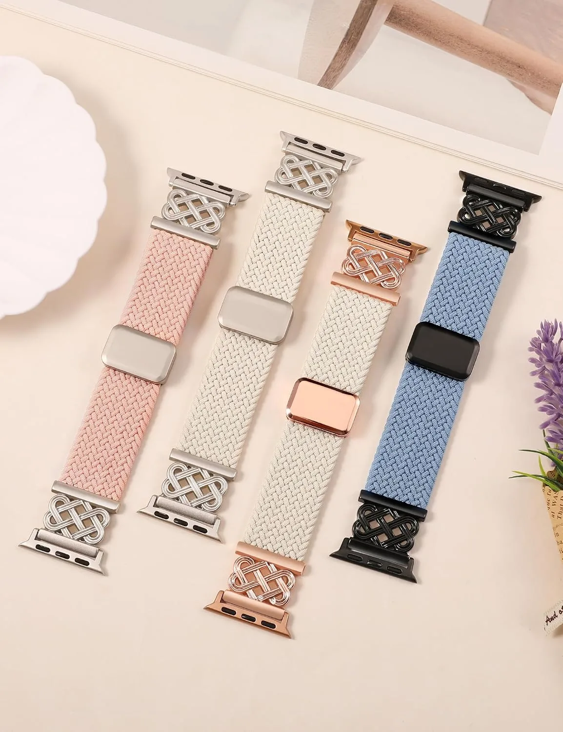 Braided Stretchy Band with Magnetic Clasp for Apple Watch Bands Women Men