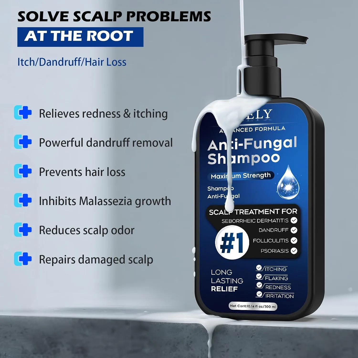 oely Antifungal Shampoo for Seborrheic Dermatitis, Folliculitis - Fresh