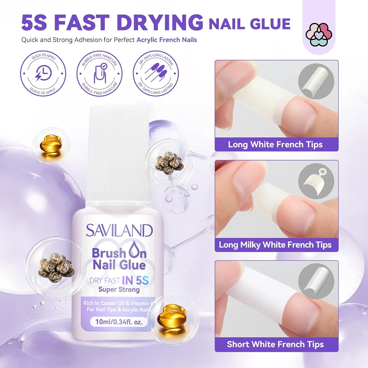 SAVILAND Acrylic Nail Kit, Keratin Acrylic Powder with French Tips