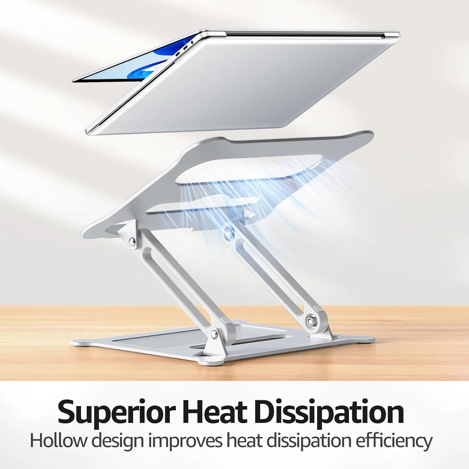 Urmust Adjustable Laptop Stand for Desk, 10-15.6“ Laptop Riser, Silver