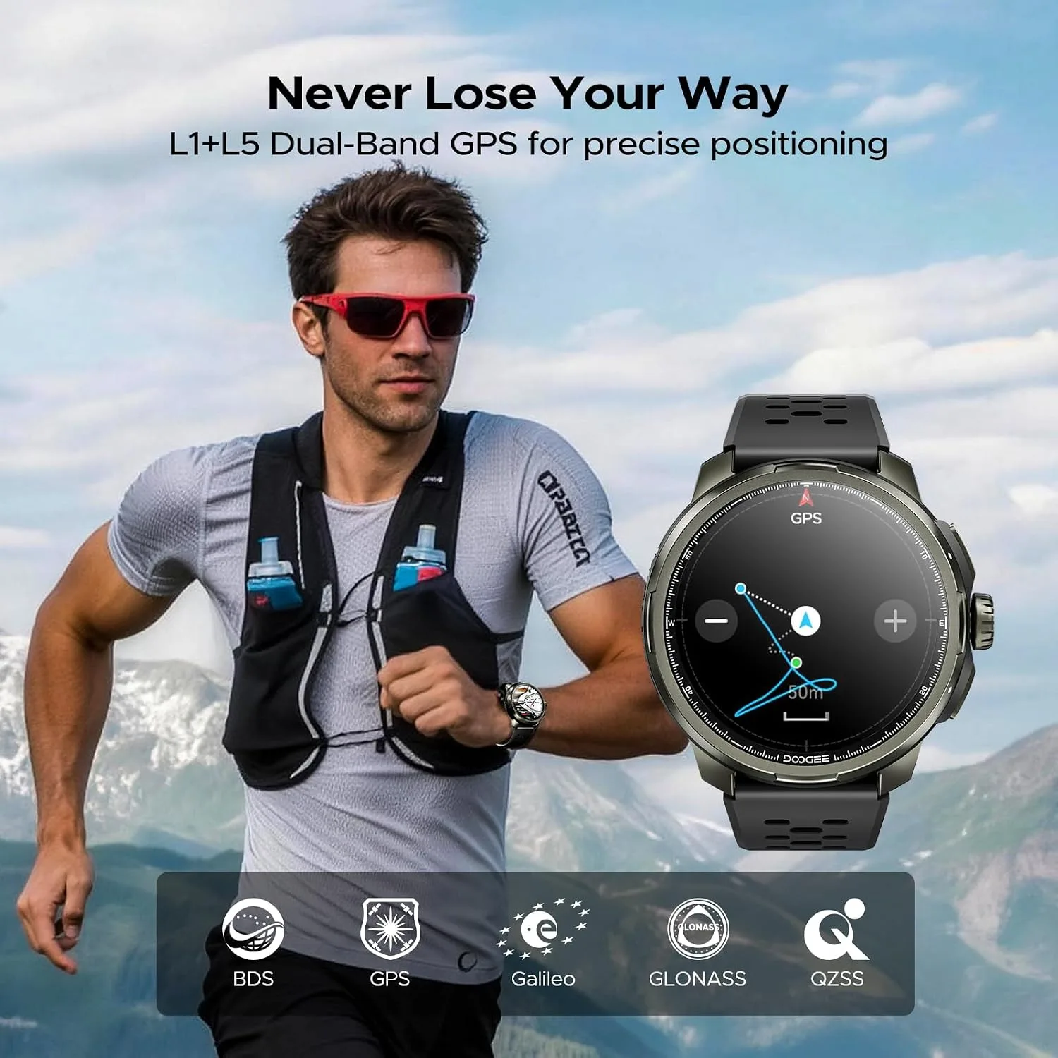 ANYMOVING M1 Smart Watches,Dual-Band GPS & 170+ Sports Modes