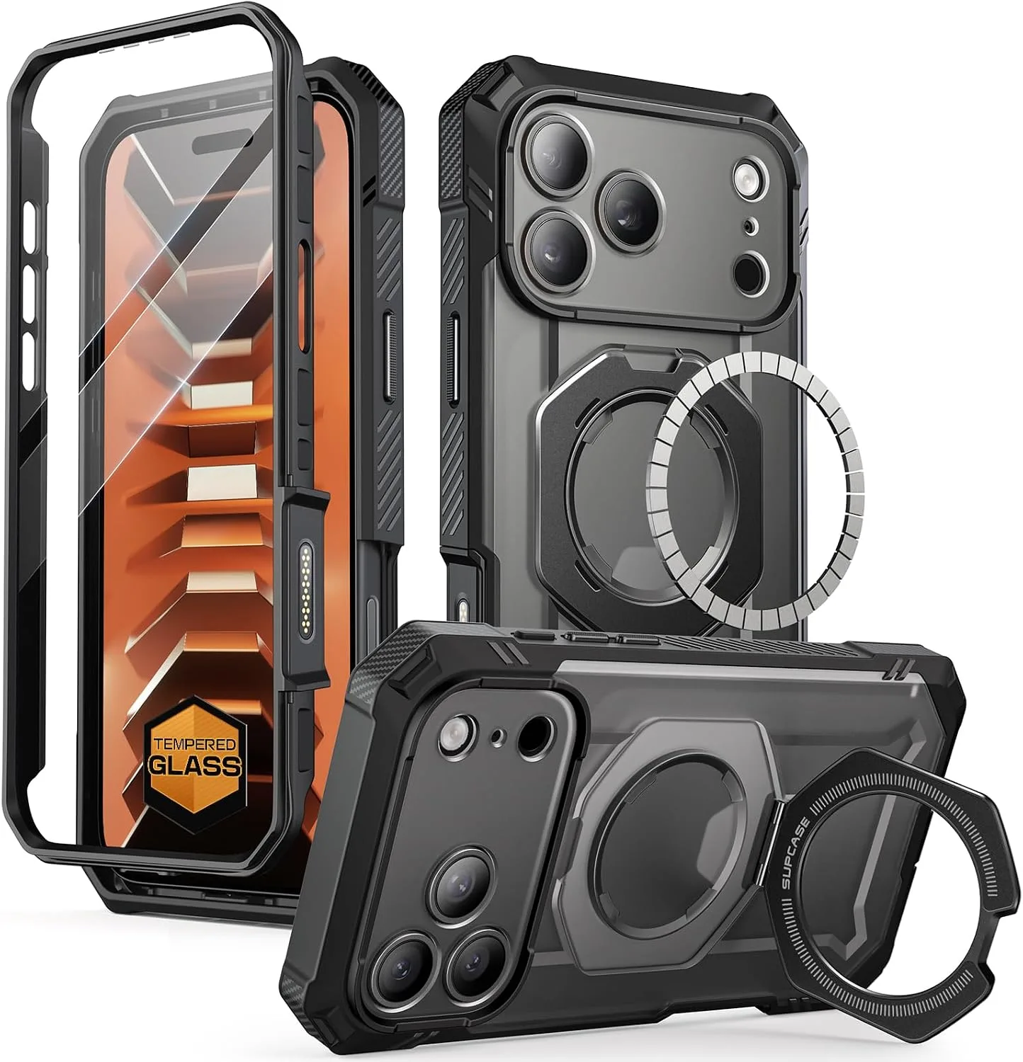 SUPCASE for iPhone 18 Pro Max Case/17 Pro Max Case, Glass Protector, Black
