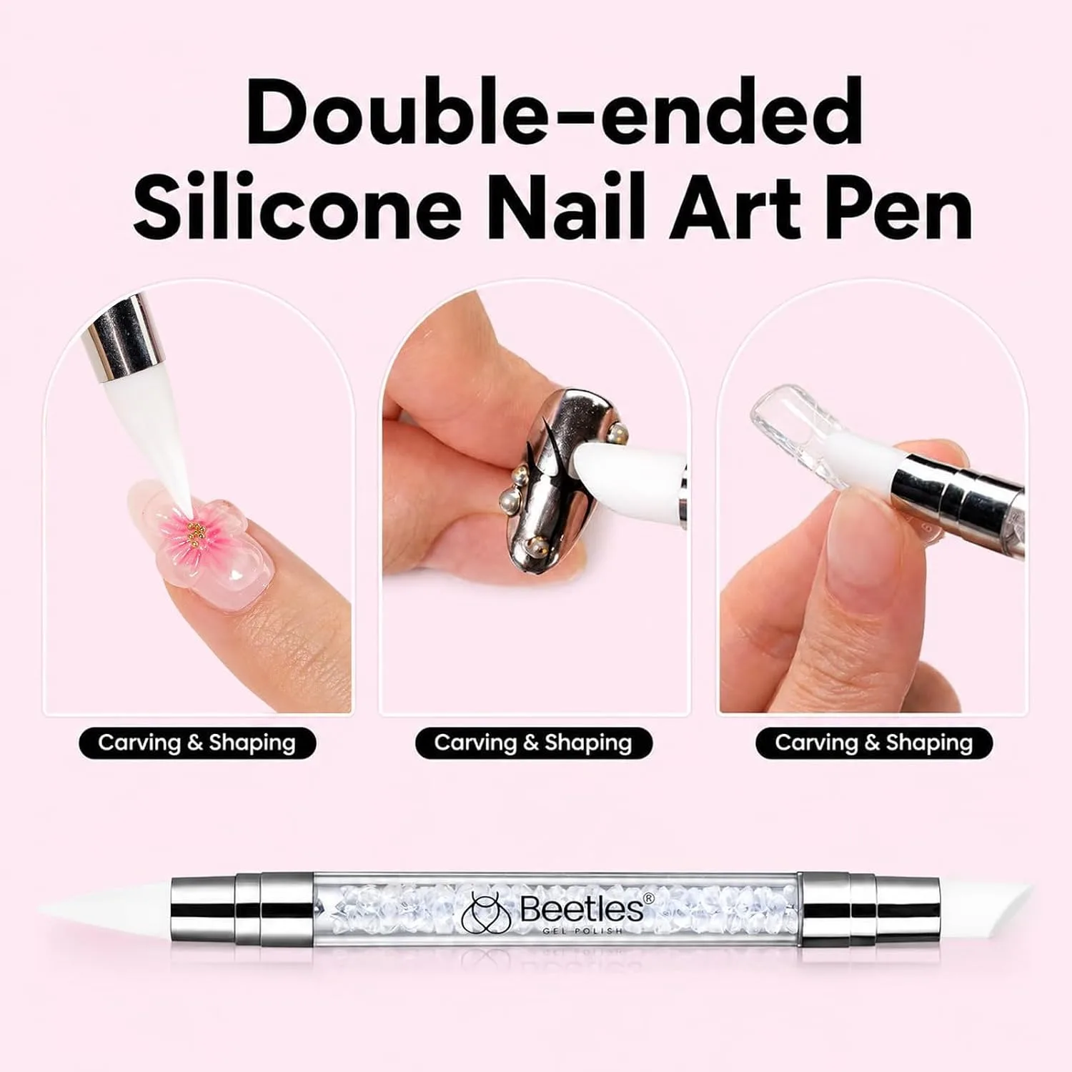 Beetles 3D Gel Nail Art, 30g White Solid Builder Nail Gel & Sculpting Pen