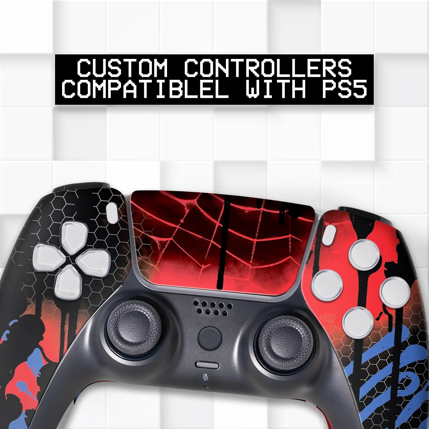 Web Slingeer Custom PS-5 Controller Wireless compatible with Play-Station 5 Console by BCB Controllers | Proudly Customized in USA with Permanent HYDRO-DIP Printing (NOT JUST A SKIN)