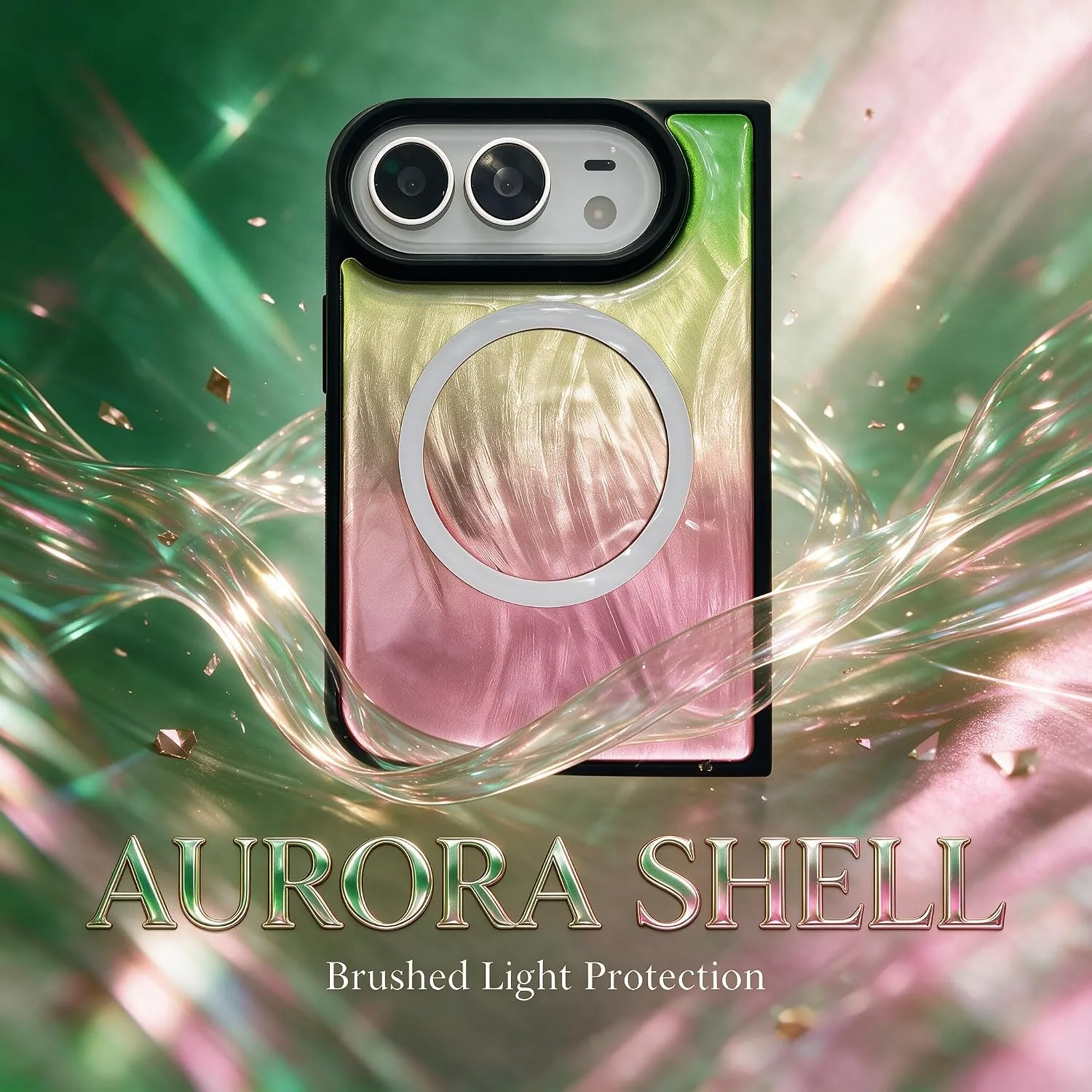 Losin for iPhone Duo Iridescent Green Pink Shell Case