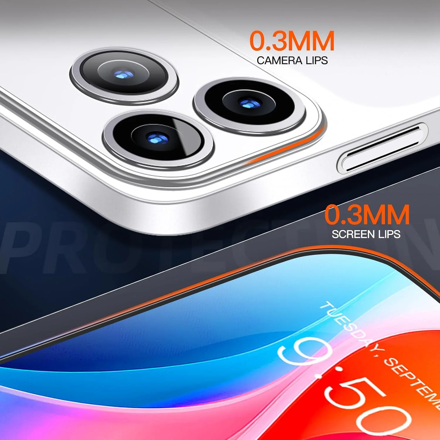 for iPhone 18 Pro Slim Case,Paper-Thin Transparent Finish Skin Back Case [Non Yellowing] Ultra Protective Cover with Camera Protection 6.3 Inch (White)
