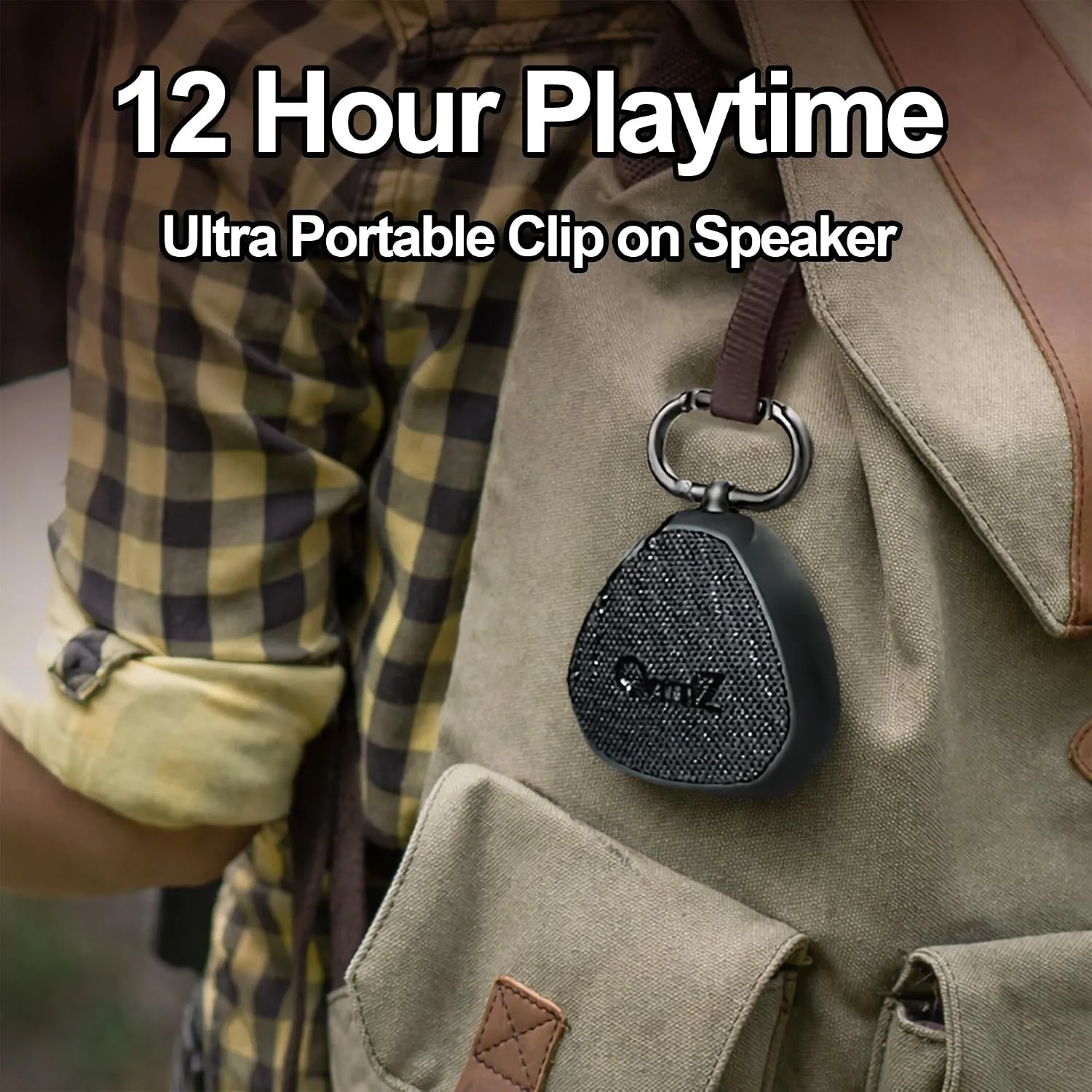 OontZ Angle Clip Portable Bluetooth Speaker, 5W, 12-Hour Playtime, IPX7