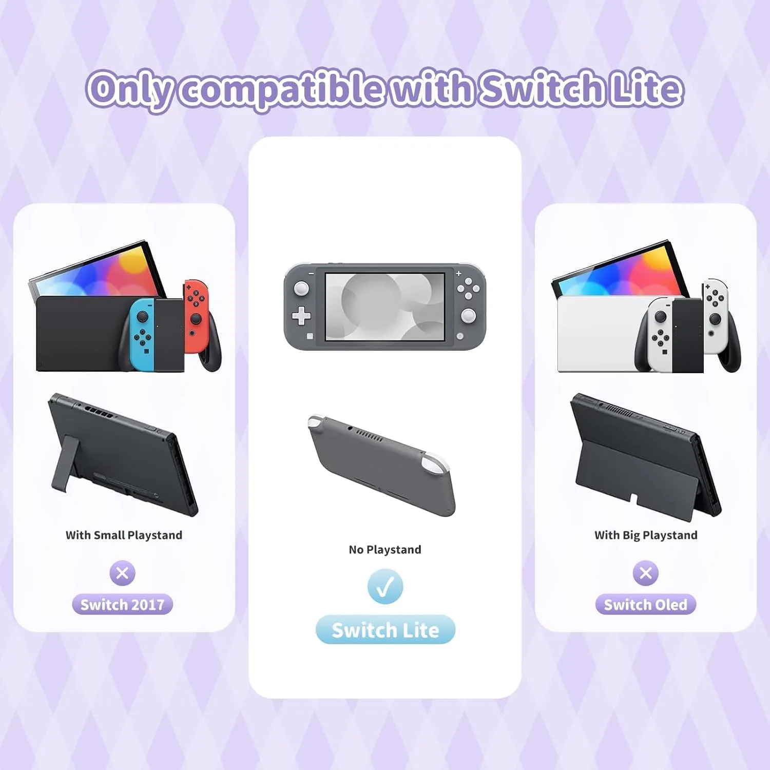 Kuitmor Switch Lite Protective Case,Soft Silicone Protective Shell,Anti-Scratch Protective Cover Case for Switch Lite with 2 Thumb Grip Caps（Purple Kuromi）